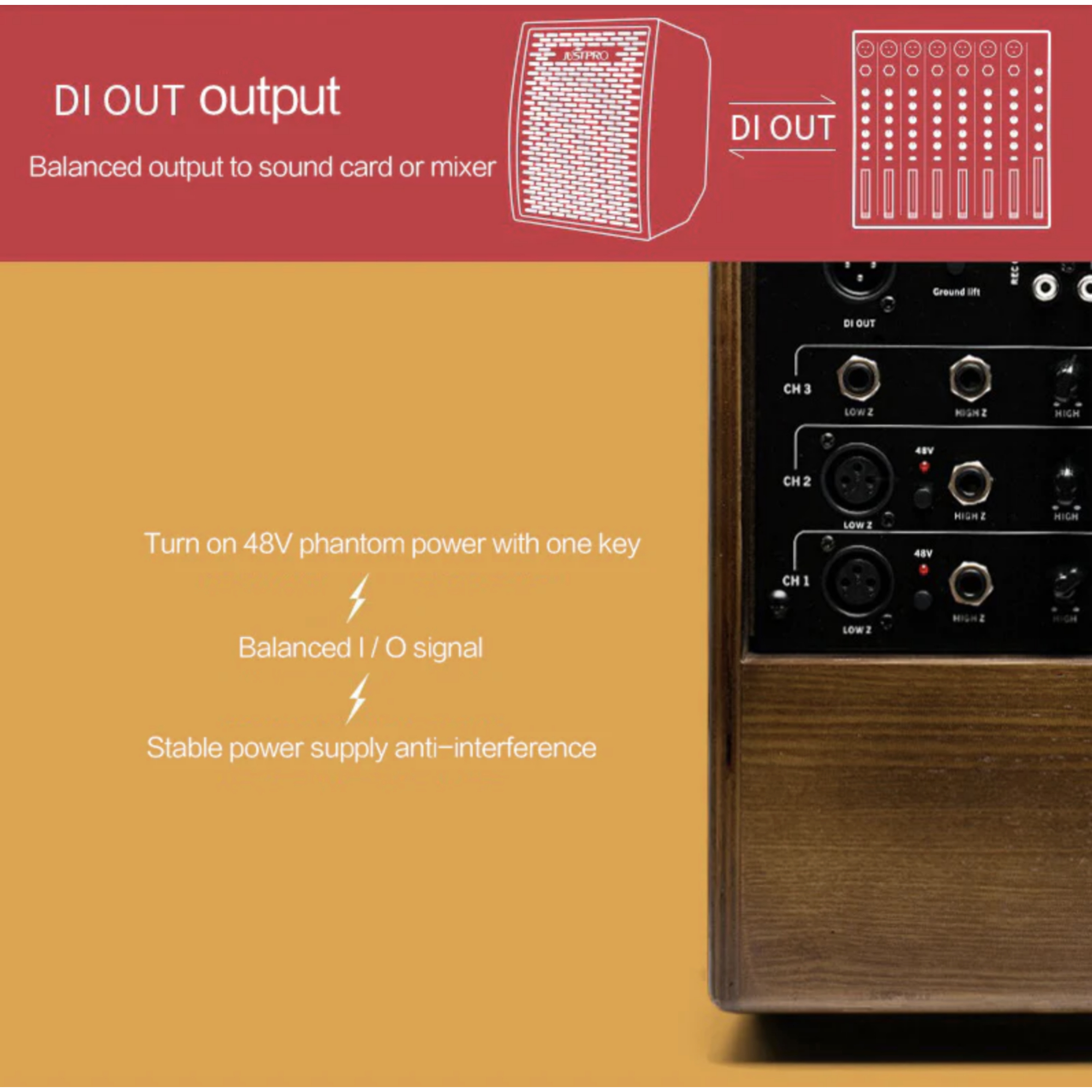 JustPRO MX100 100w Amplifier 4 Independent Channels Noise Elimination