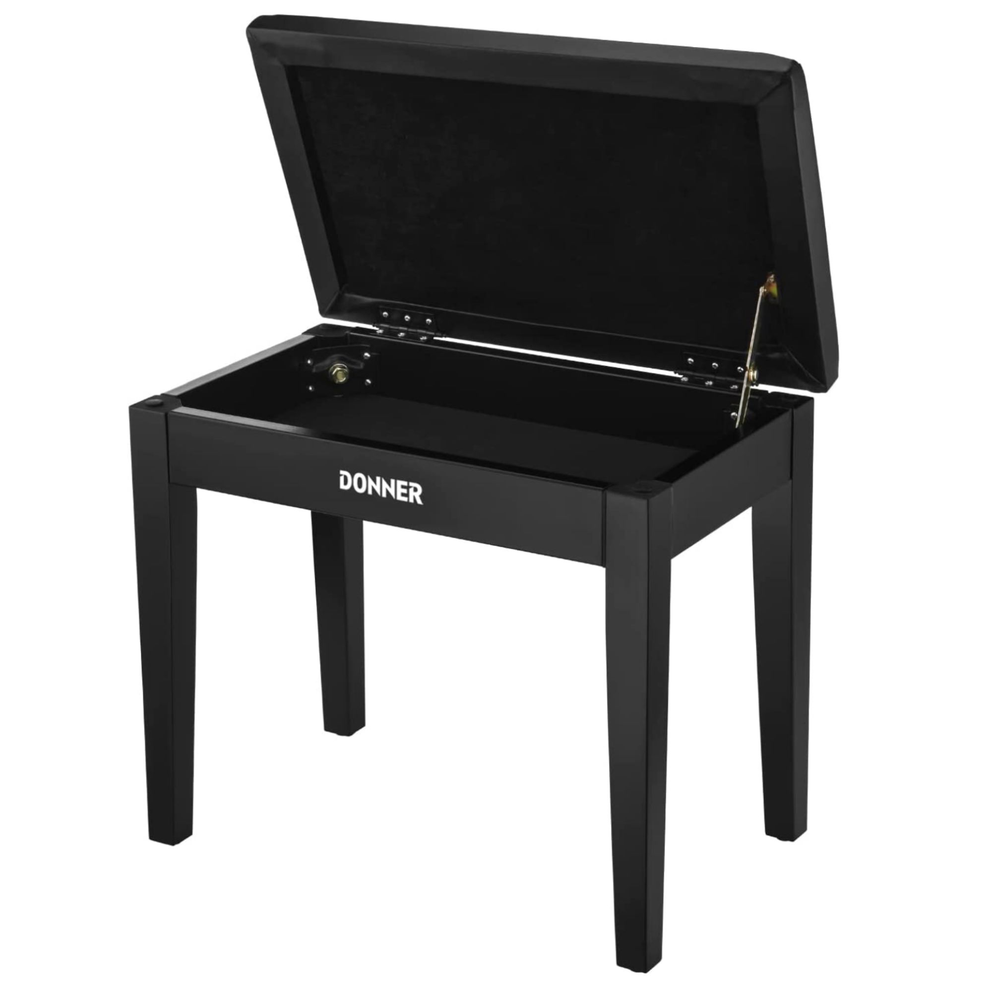 Donner Piano Bench with Storage Solid Wood Keyboard Bench Piano Bookcase Stool Chair Seat with High-Density Sponges Pad Black