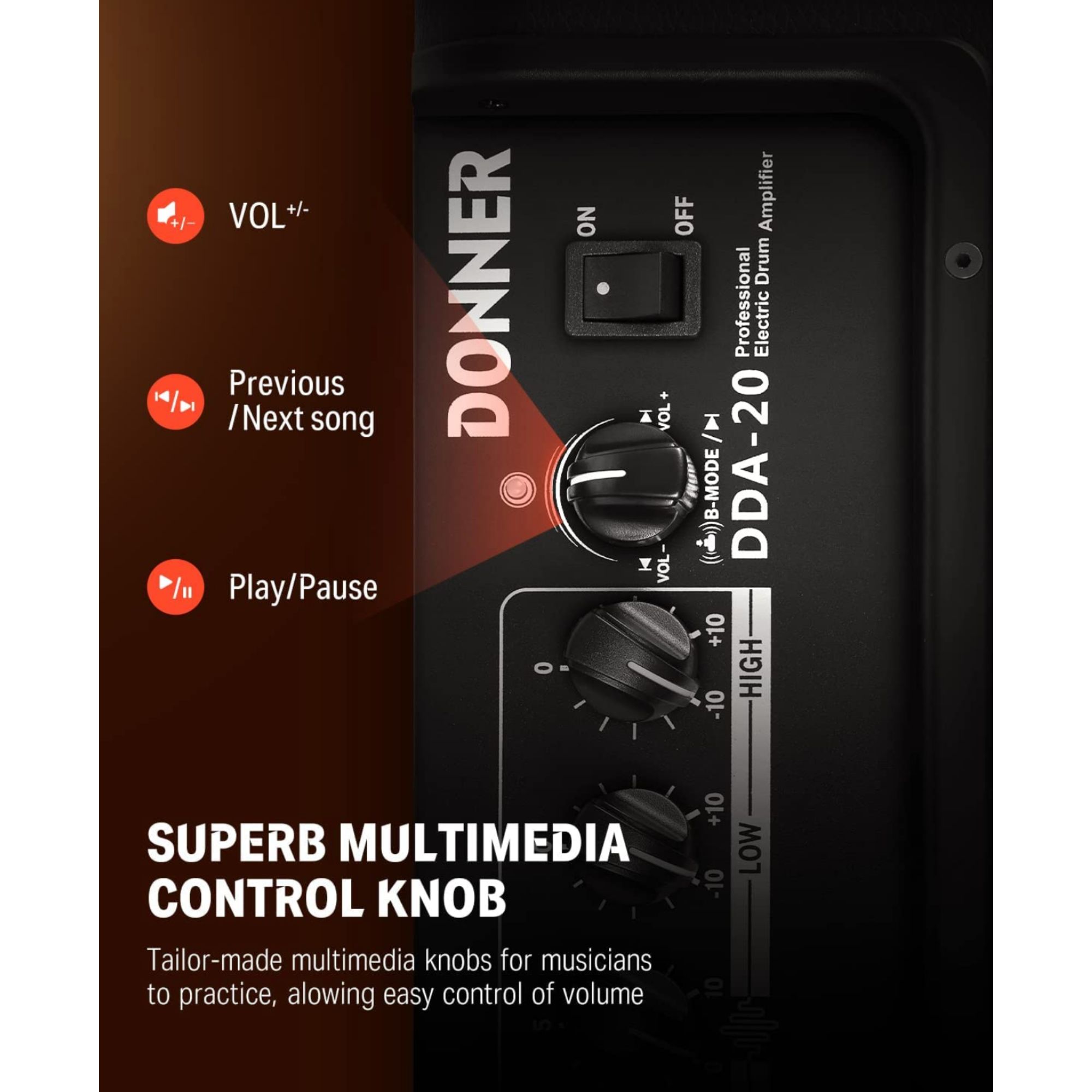 Donner Mini Electric Drum Amp 20W Wireless Electronic Drum Amplifier Keyboard Speaker DDA-20 Protable for Home Practice