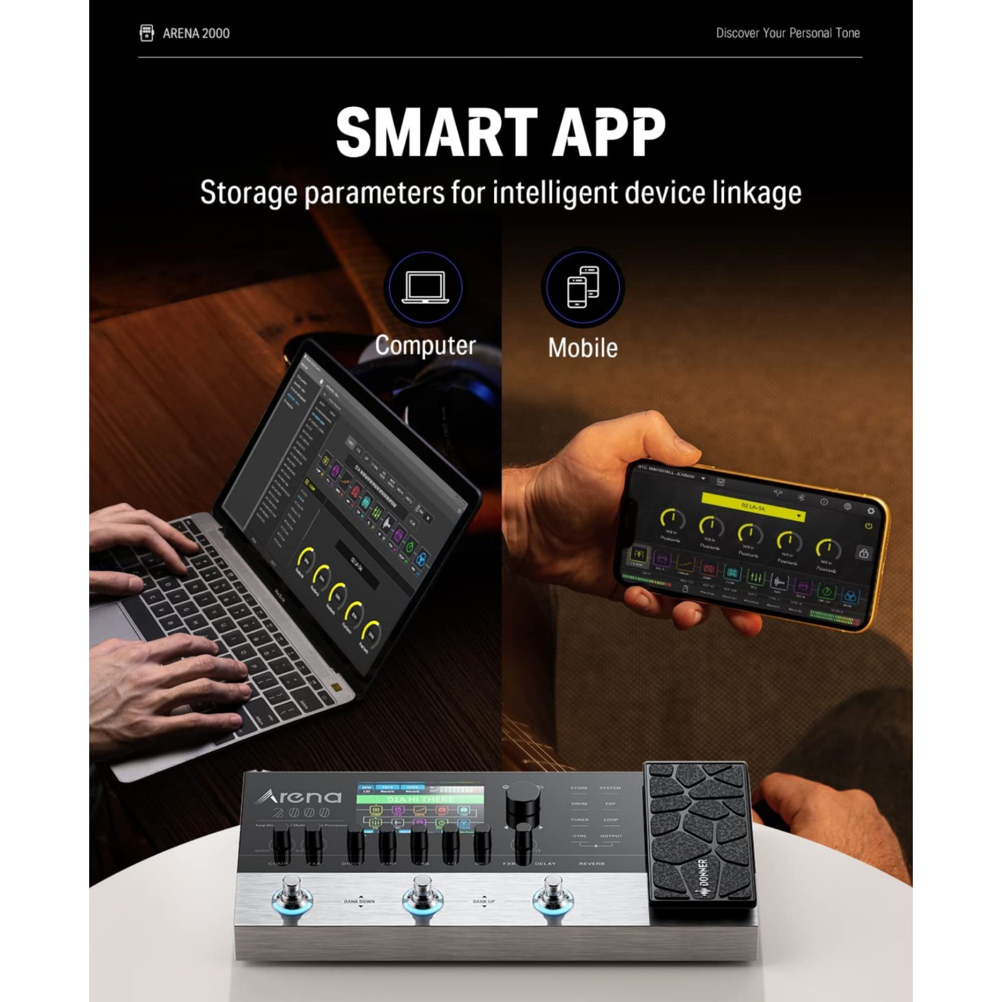 Donner Arena 2000 MultiEffect Guitar Pedal AMP Modeling Multiple