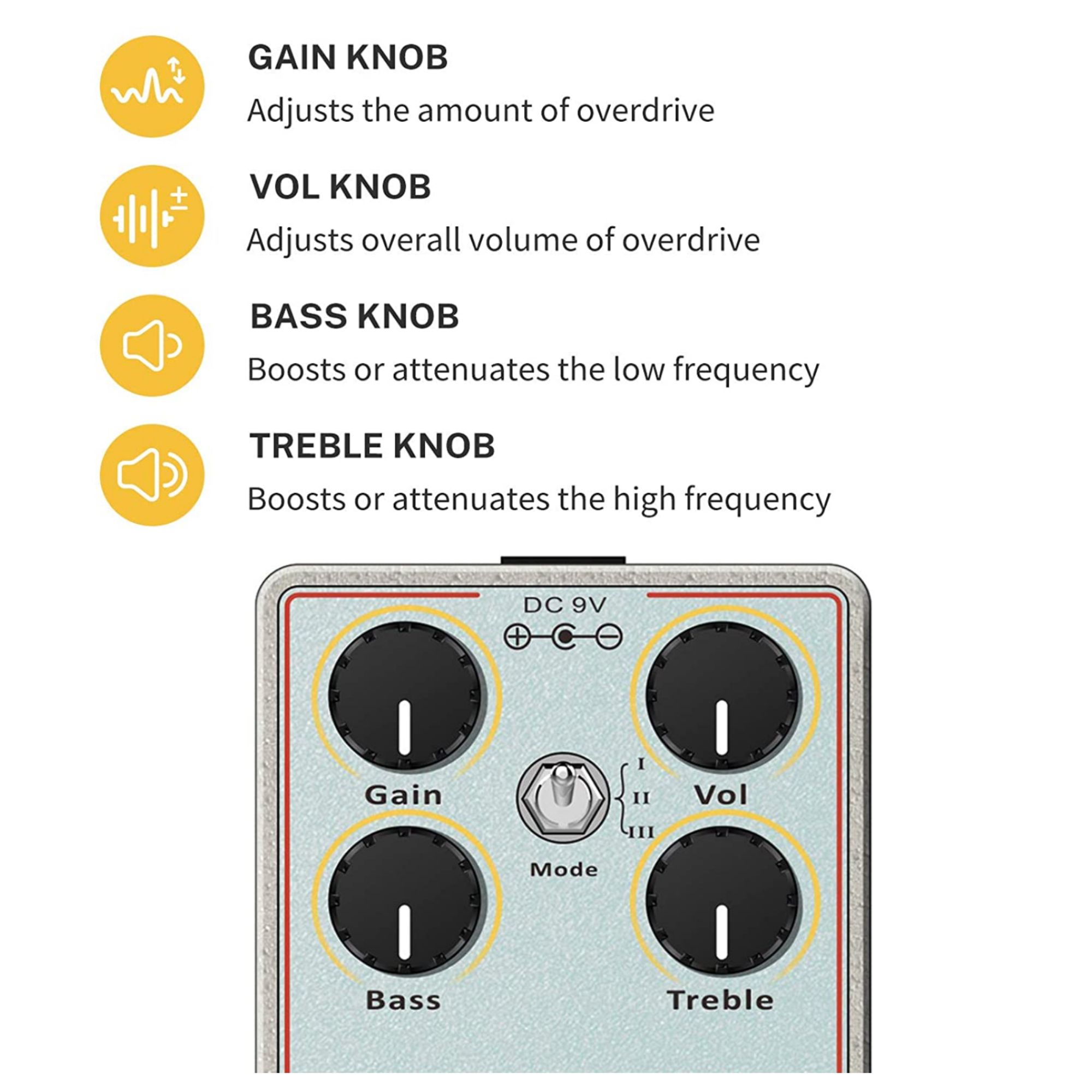 Donner Dumbal Drive Overdrive Guitar Pedal Transparent Overdrive with 2 Band EQ Boost Effect Pure Analog True Bypass