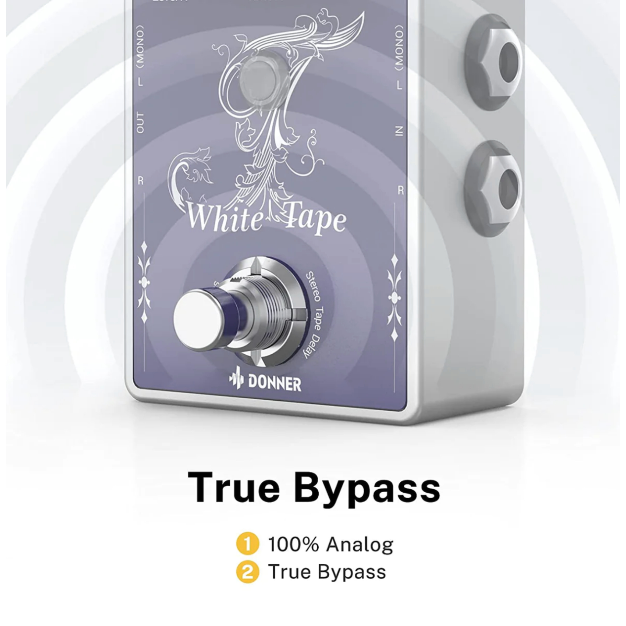 Donner White tape Versatility Delay Pedal Time Effect Suits for SynthesizersGuitarsDrum Machines