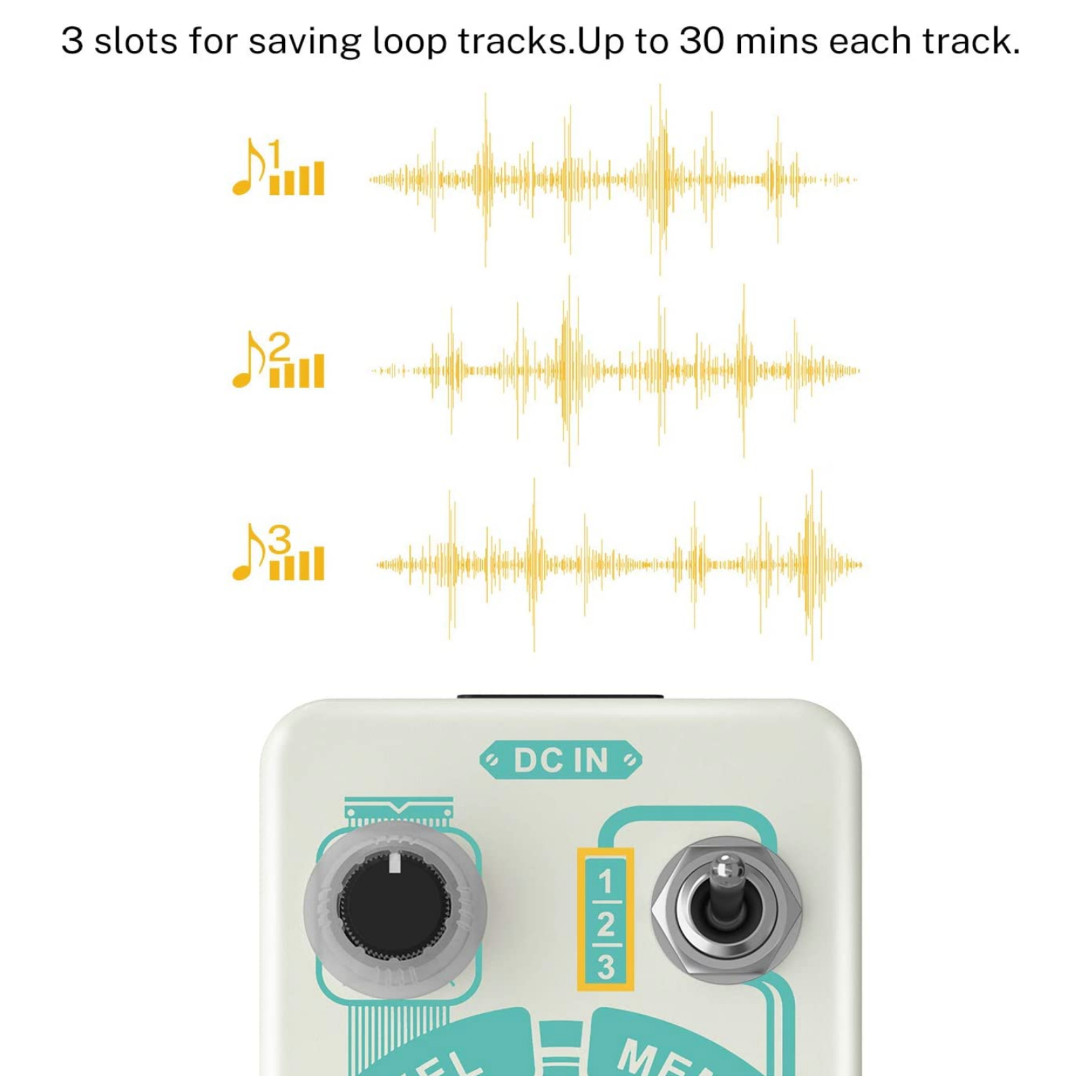Donner Triple Looper Guitar Pedal Loop Pedal with Screen 3 Loops 30 mins Looping Time Looper Pedal Unlimited Overdubs UndoRedo True Bypass