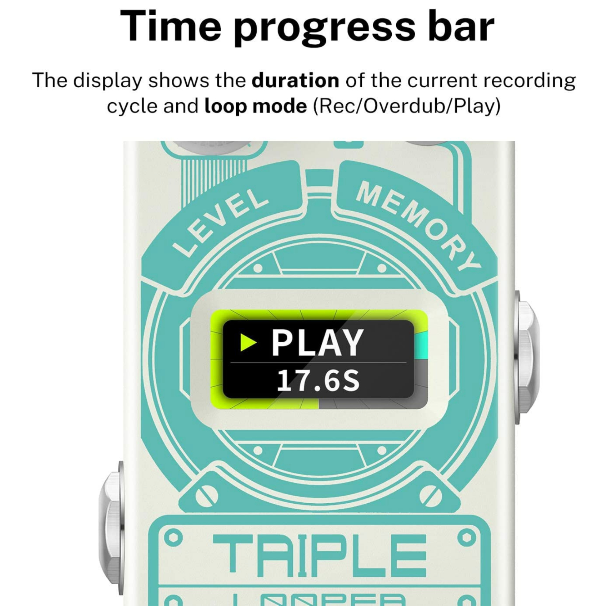 Donner Triple Looper Guitar Pedal Loop Pedal with Screen 3 Loops 30 mins Looping Time Looper Pedal Unlimited Overdubs UndoRedo True Bypass