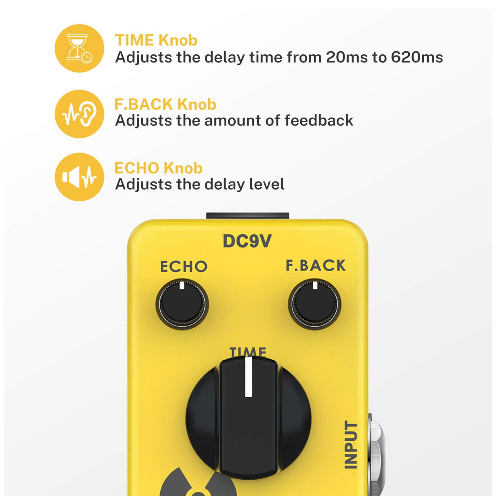 Donner Guitar Delay Pedal Yellow Fall Analog Delay Guitar Effect Pedal Vintage Delay True Bypass