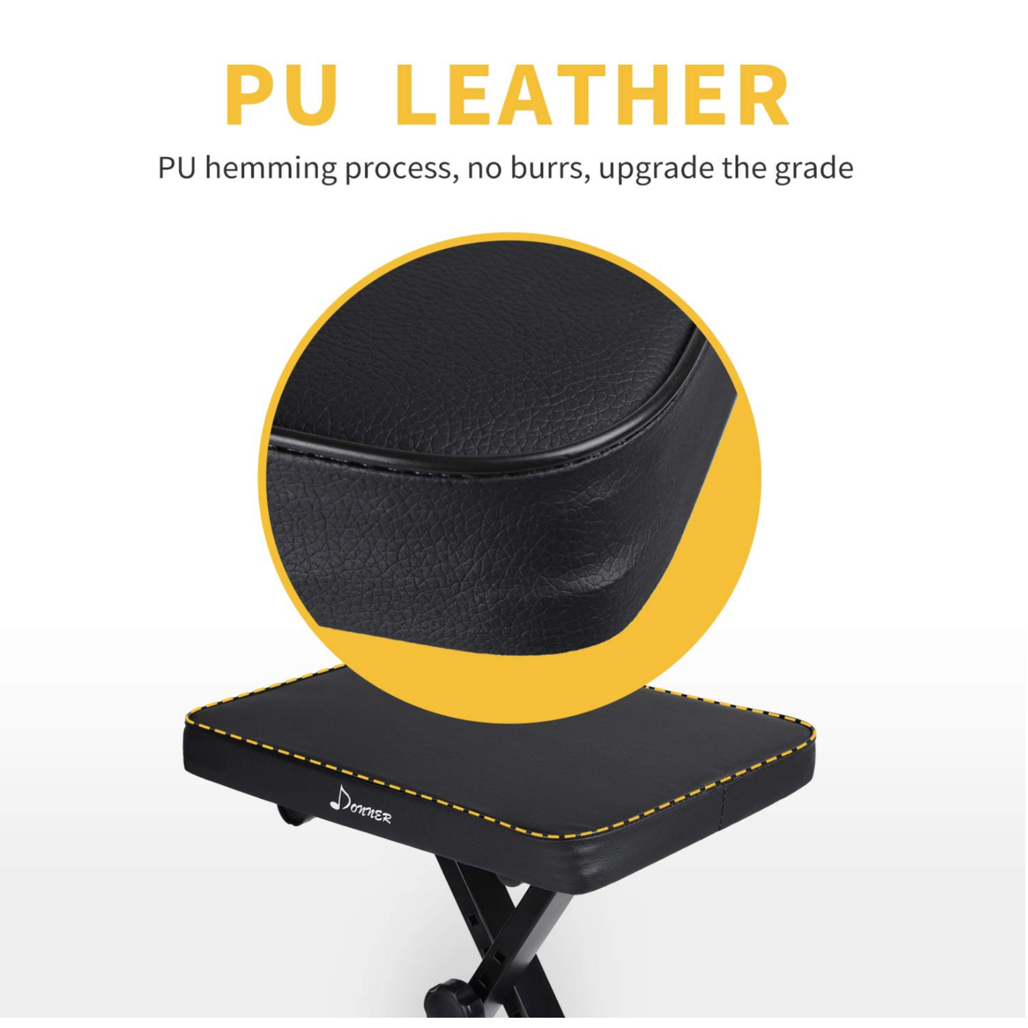 Donner Adjustable Piano Keyboard Bench X-Style Bench Stool Chair Seat High-Density Sponges Non-Skid Design Black