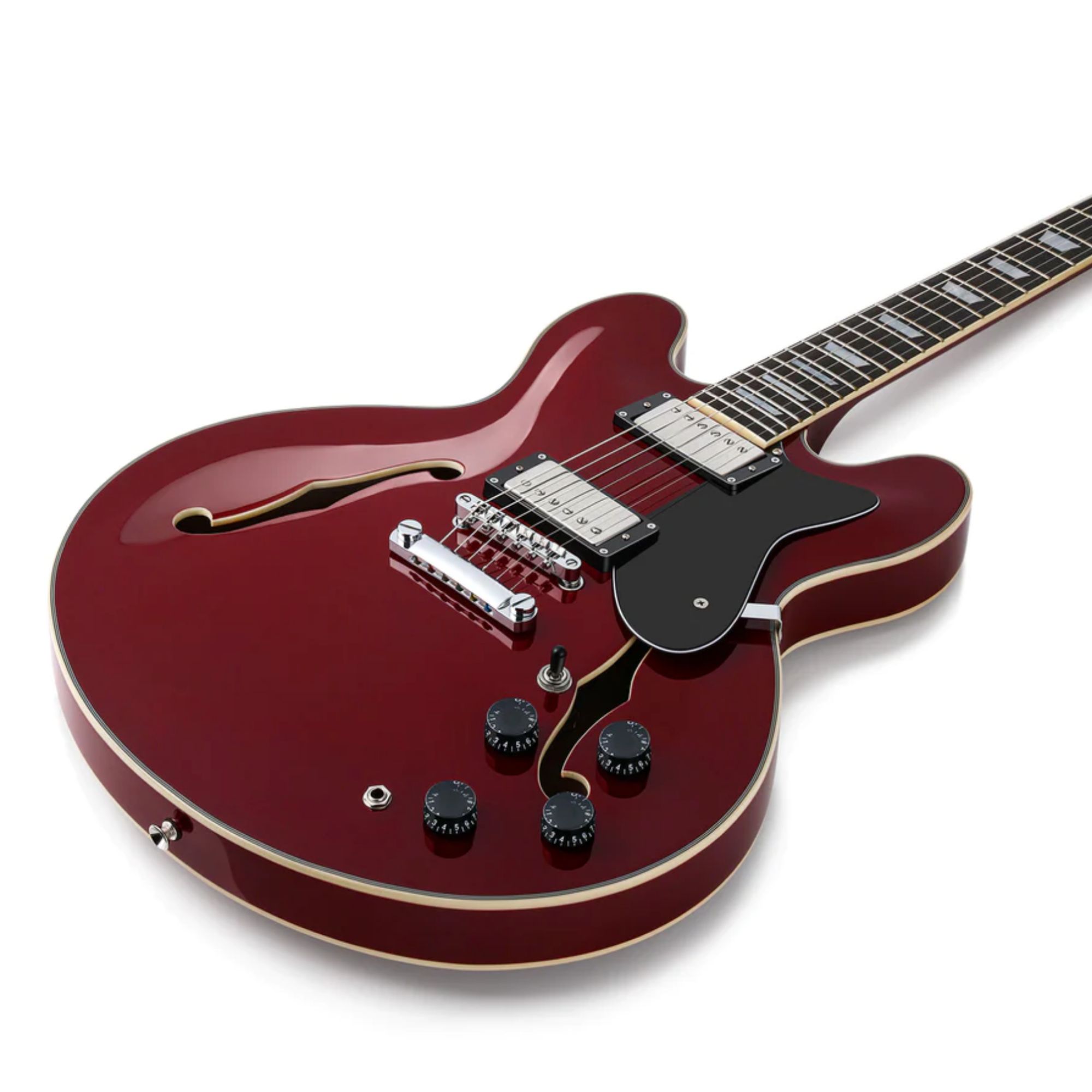Donner Semi-Hollow Electric Guitar DJP-1000 Jazz Guitar with H-H Pickups Coil-splitting Function 335 Electric Guitar Bonus Bag Cable Strap