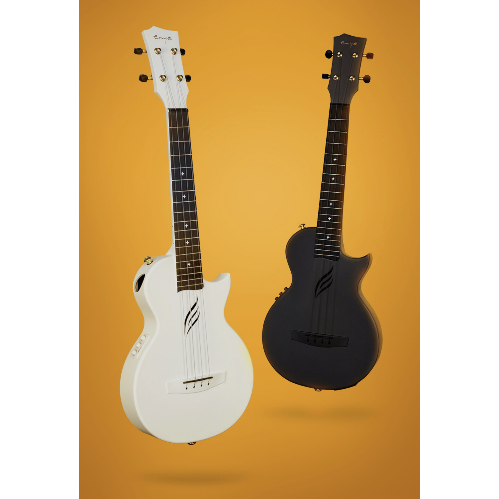 Enya Tenor Nova UE PRO Transacoustic Carbon Fiber Travel Ukulele- Black