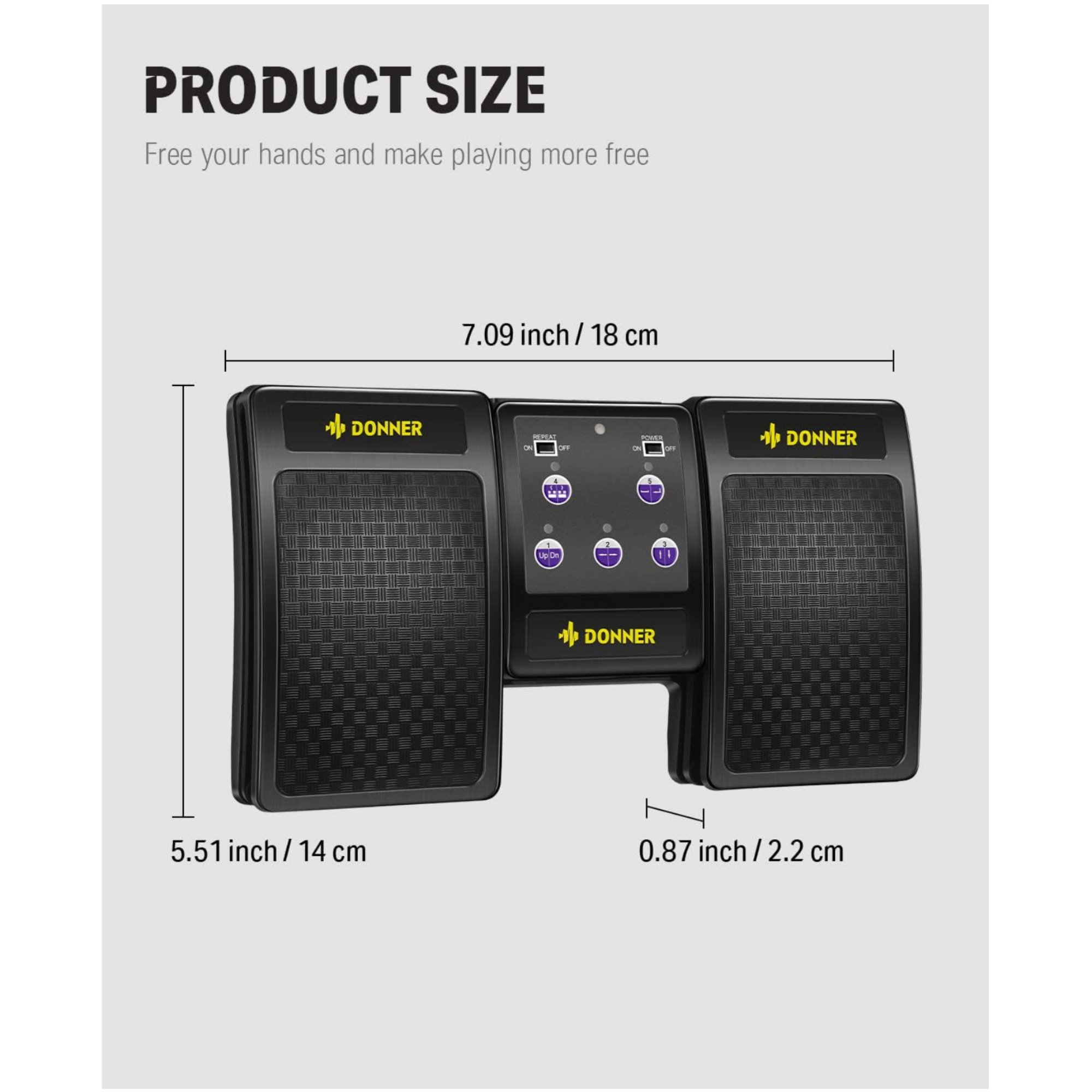 Donner Wireless Page Turner Pedal for Tablets Phone Foot Pedal RechargeableBlack