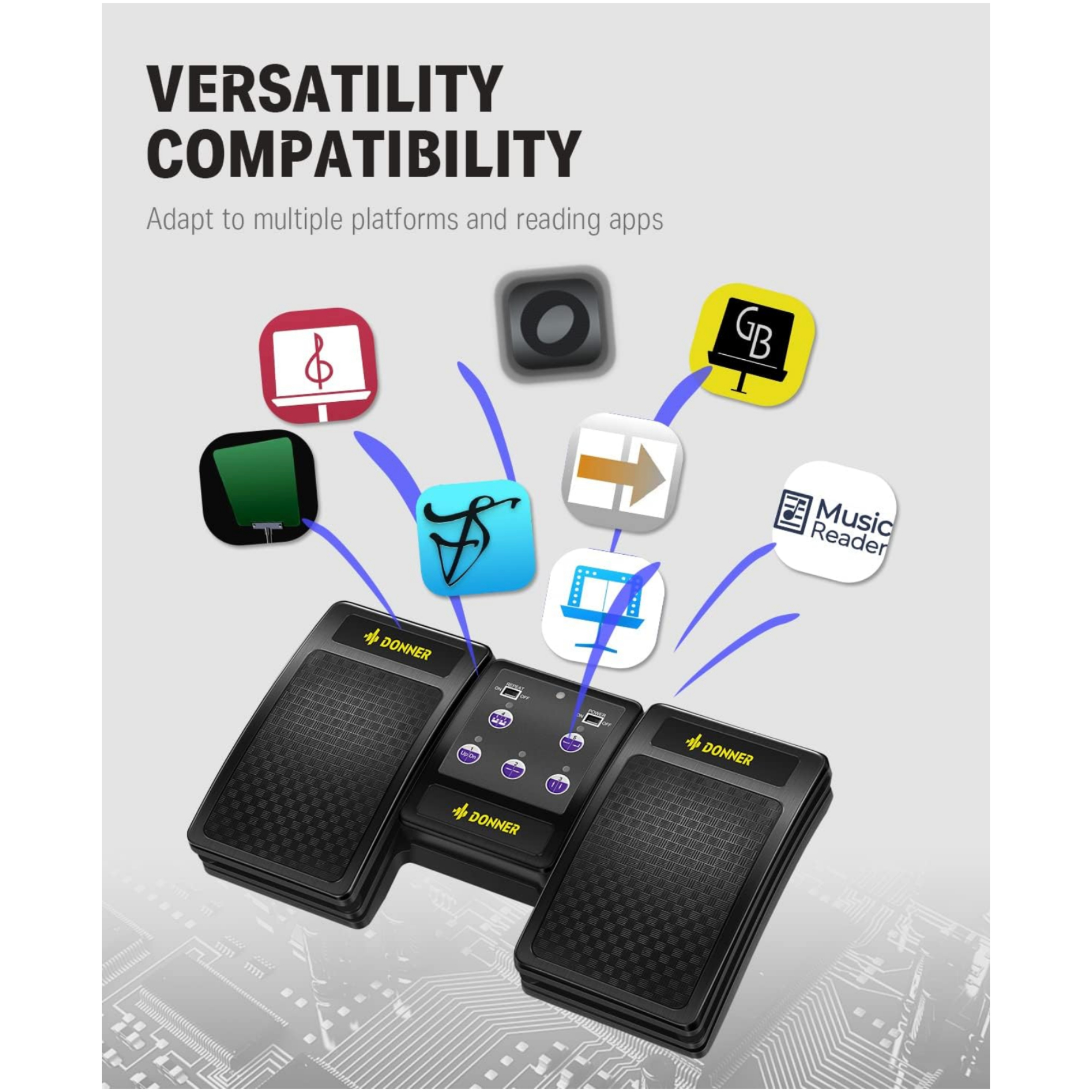 Donner Wireless Page Turner Pedal for Tablets Phone Foot Pedal RechargeableBlack