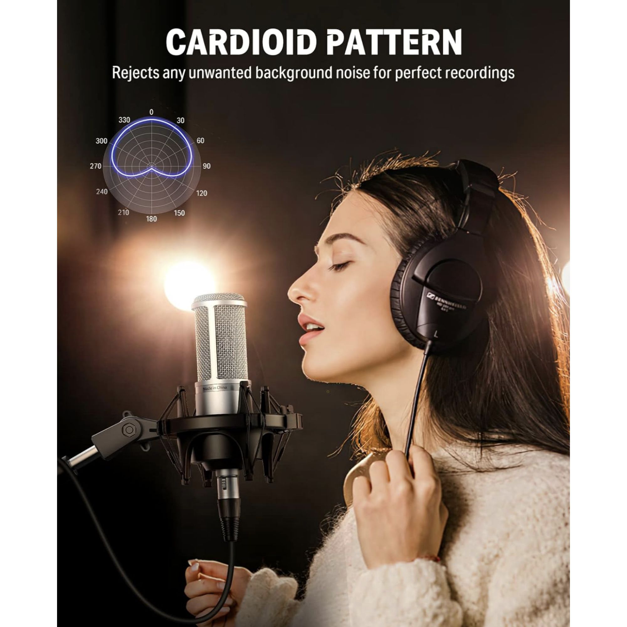 Donner DC-20 Condenser Microphone Cardioid Podcast Mic Kit with Tripod Shock Mount Windscreen XLR Cable and Storage Bag Professional 16mm Large-Diaphragm Recording Microphone for Home Studio