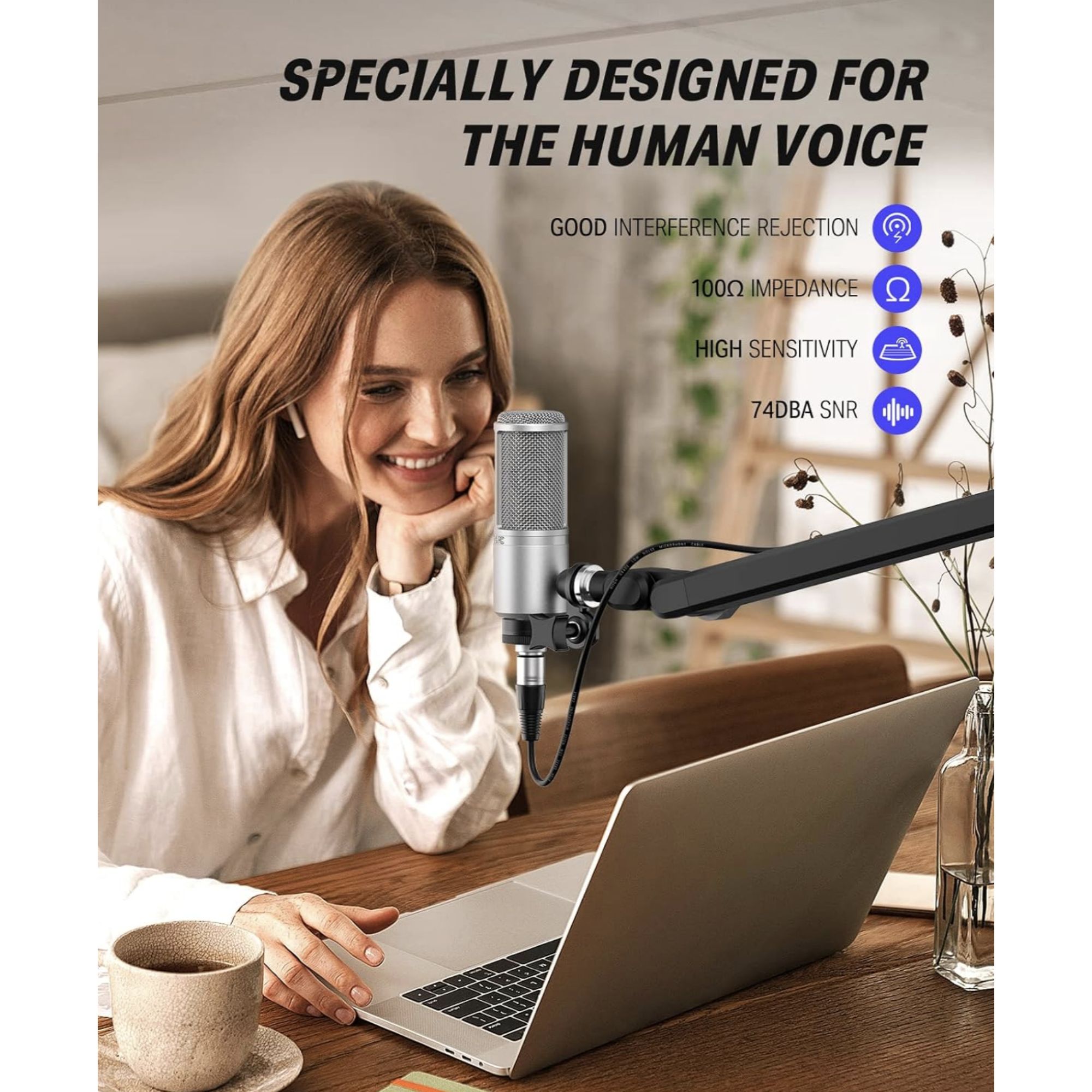 Donner DC-20 Condenser Microphone Cardioid Podcast Mic Kit with Tripod Shock Mount Windscreen XLR Cable and Storage Bag Professional 16mm Large-Diaphragm Recording Microphone for Home Studio