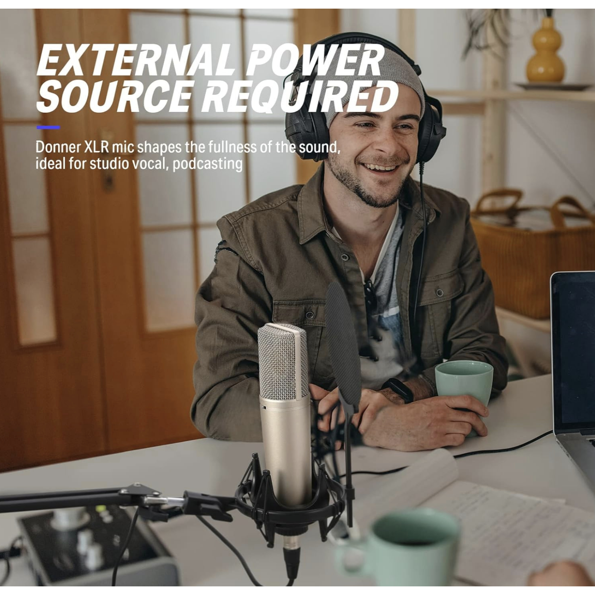 Donner DC-87 Condenser Microphone 254mm Large-Diaphragm Professional Mic Kit 3 Polar Patterns for Vocal RecordingPodcastBroadcastInstrument with Shock Mount Windscreen XLR Cable Storage Bag