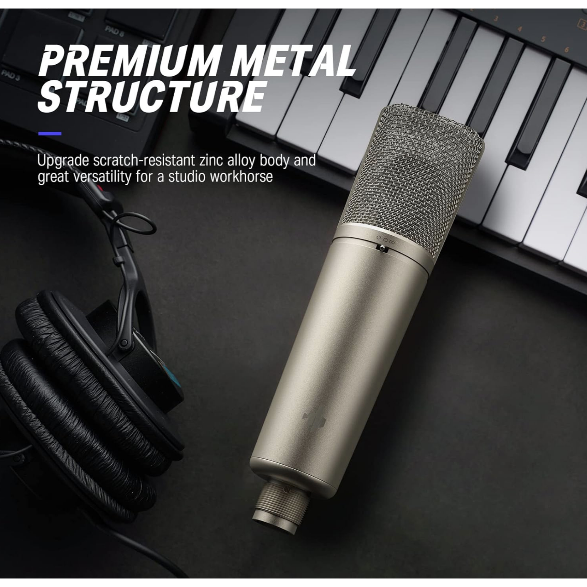 Donner DC-87 Condenser Microphone 254mm Large-Diaphragm Professional Mic Kit 3 Polar Patterns for Vocal RecordingPodcastBroadcastInstrument with Shock Mount Windscreen XLR Cable Storage Bag