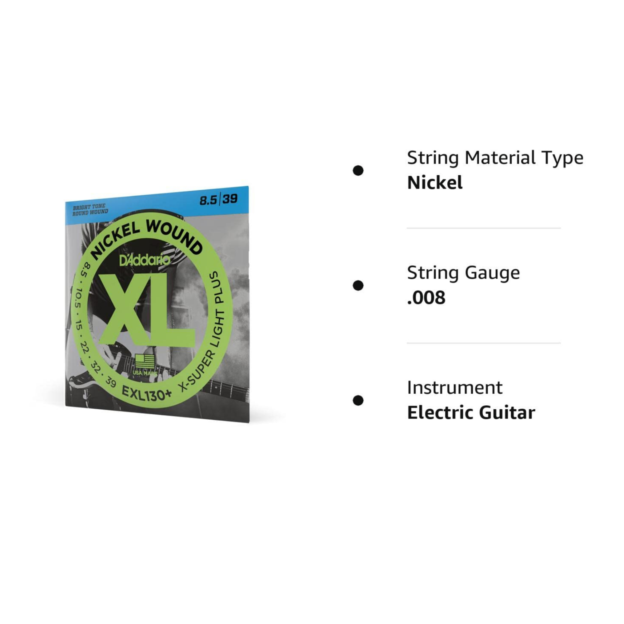 DAddario EXL130 Nickel Wound 8-38 Extra Super Light Electric Guitar Strings