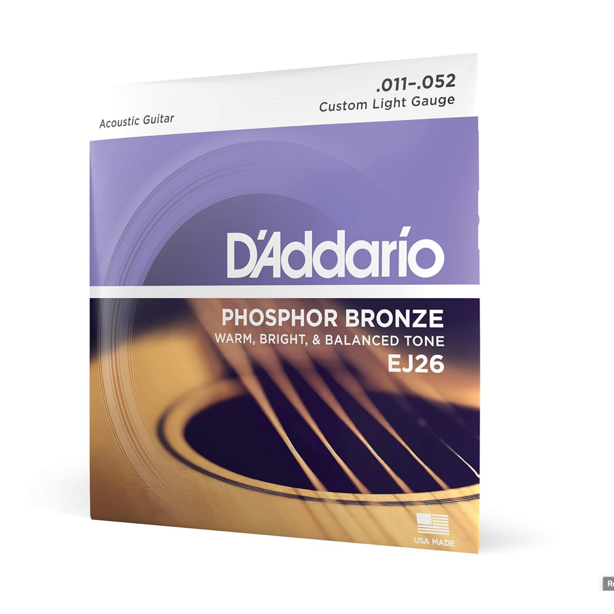 DAddario EJ26 Acoustic 11-52 Custom Light Guitar Strings