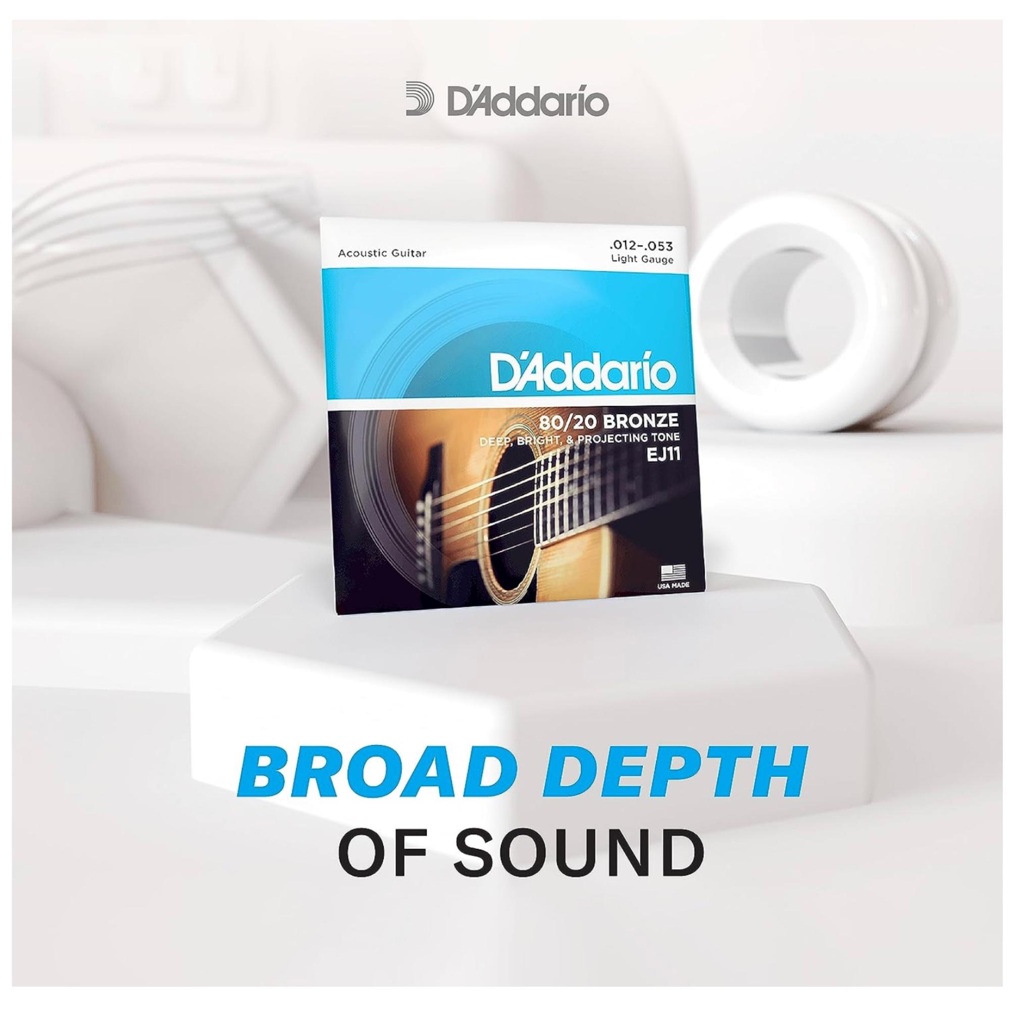 DAddario EJ11 12-53 Bronze Light Acoustic Guitar Strings