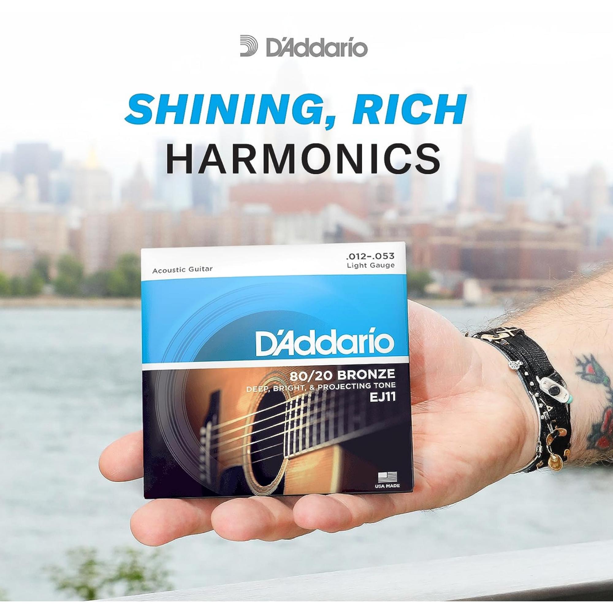 DAddario EJ11 12-53 Bronze Light Acoustic Guitar Strings