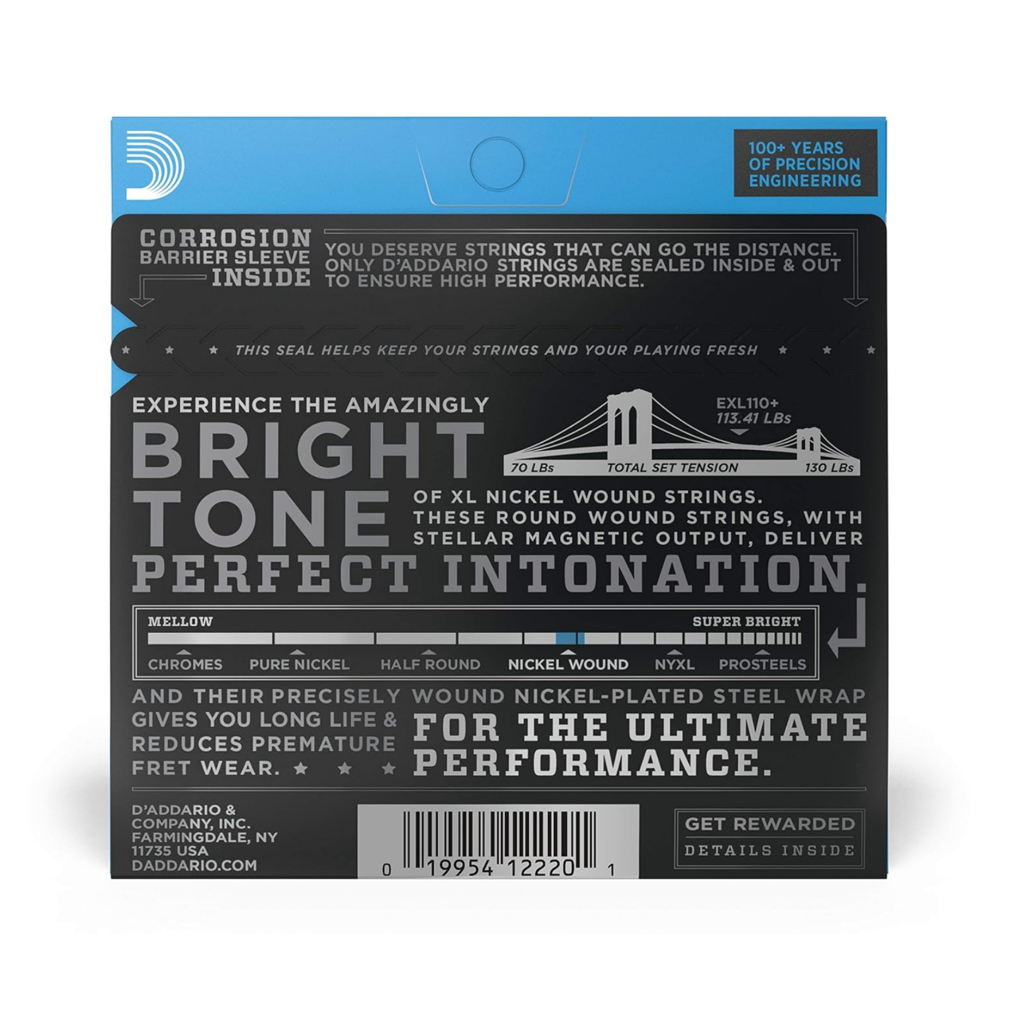 DAddario EXL110 Nickel Wound Electric Guitar Strings Regular Light Plus 105-48