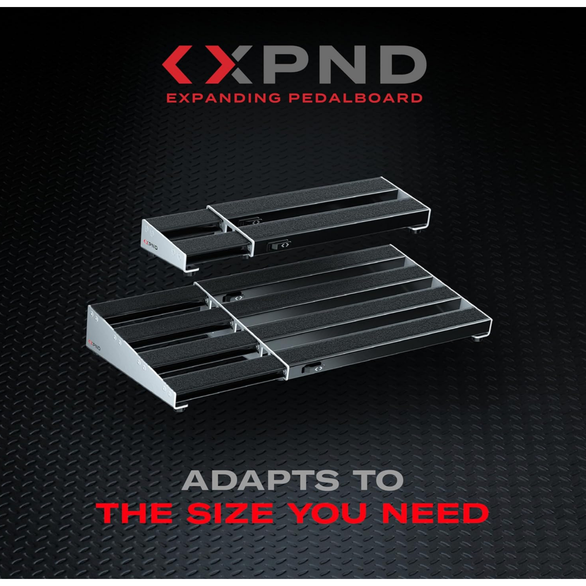 DAddario XPND Pedal Board - Guitar Pedal Board that Expands - Pedal Boards for Guitars - 1 Row Lightweight Durable Aluminum Pedalboard - Pre-Applied Loop Velcro for Swapping Pedals