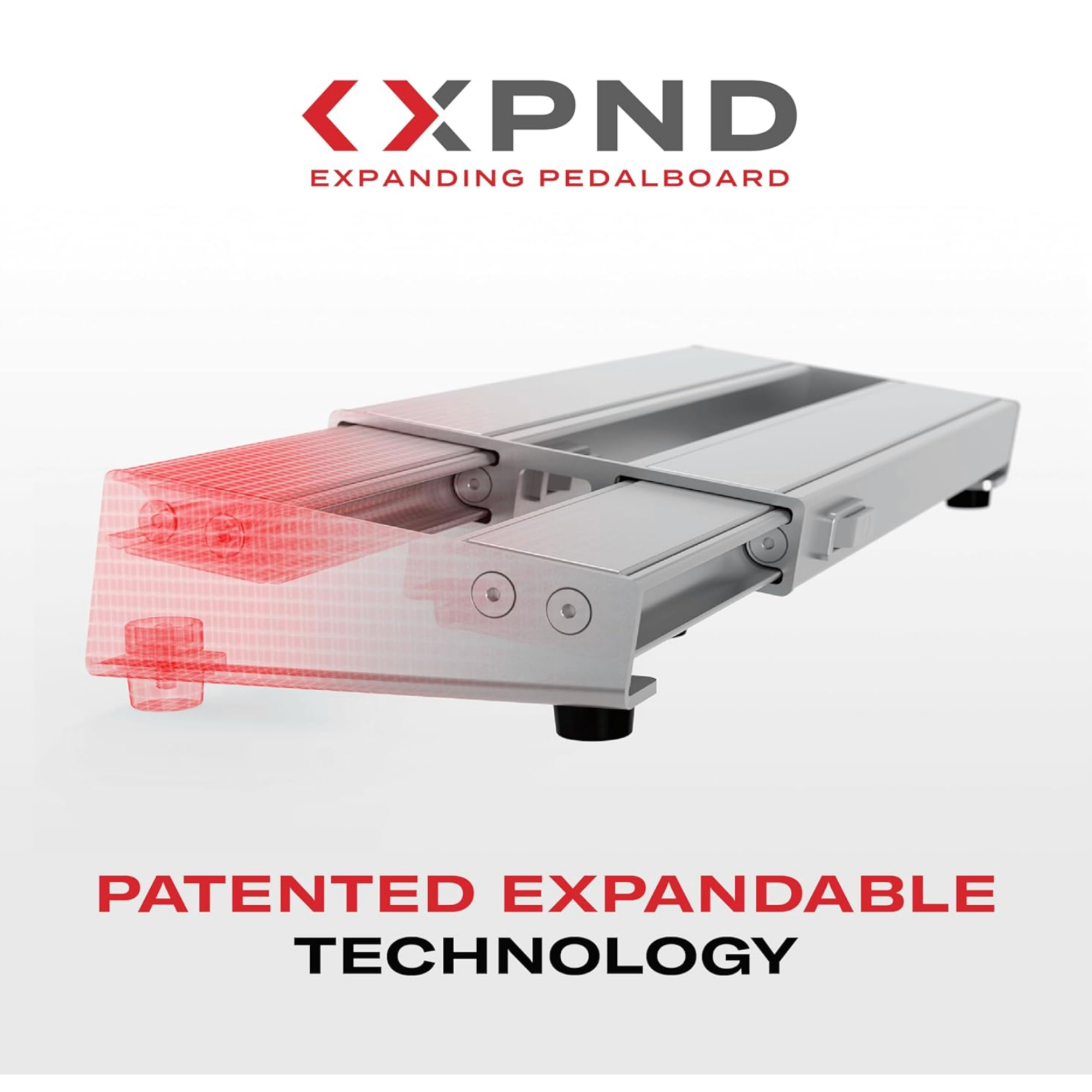 DAddario XPND Pedal Board - Guitar Pedal Board that Expands - Pedal Boards for Guitars - 1 Row Lightweight Durable Aluminum Pedalboard - Pre-Applied Loop Velcro for Swapping Pedals