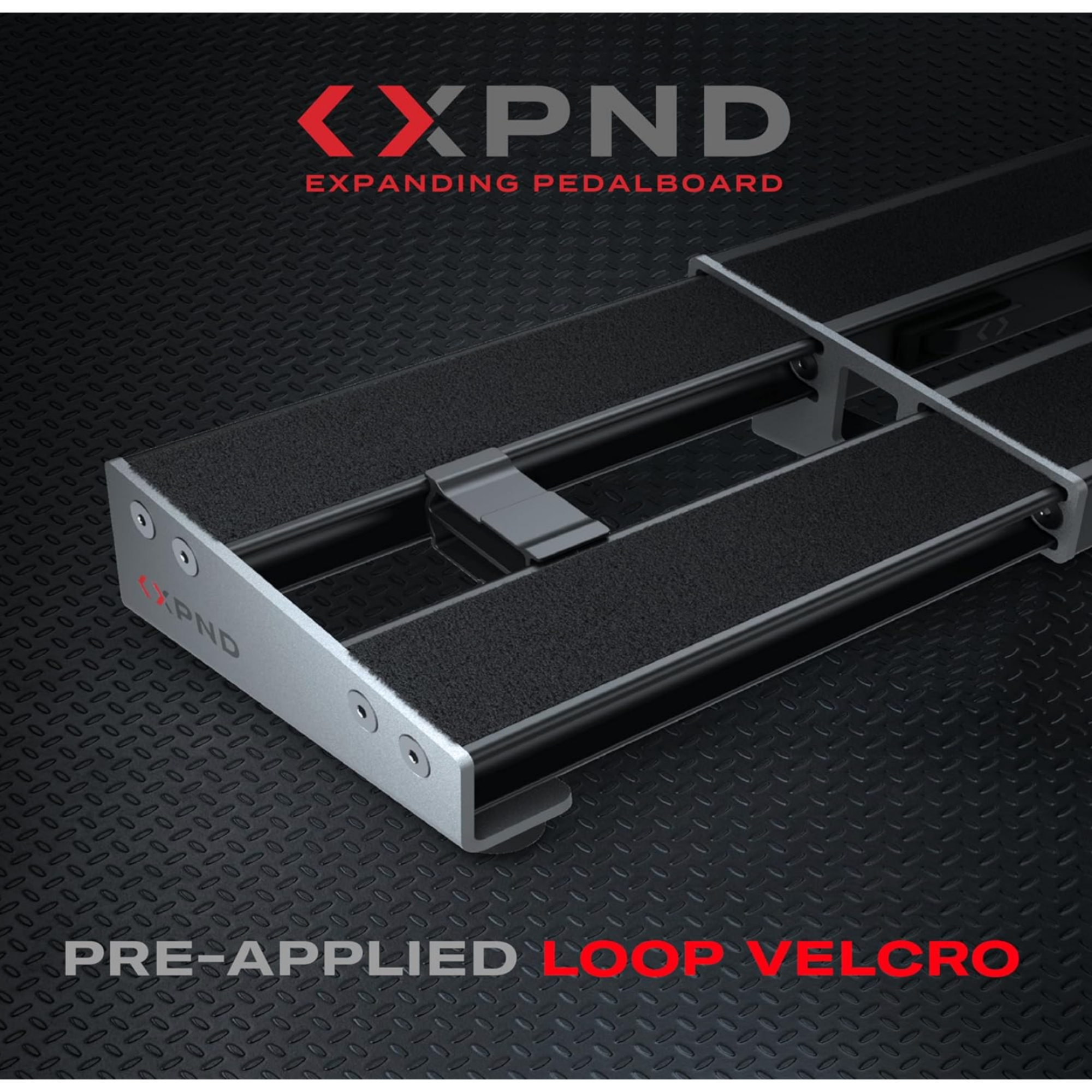 DAddario XPND Pedal Board - Guitar Pedal Board that Expands - Pedal Boards for Guitars - 1 Row Lightweight Durable Aluminum Pedalboard - Pre-Applied Loop Velcro for Swapping Pedals