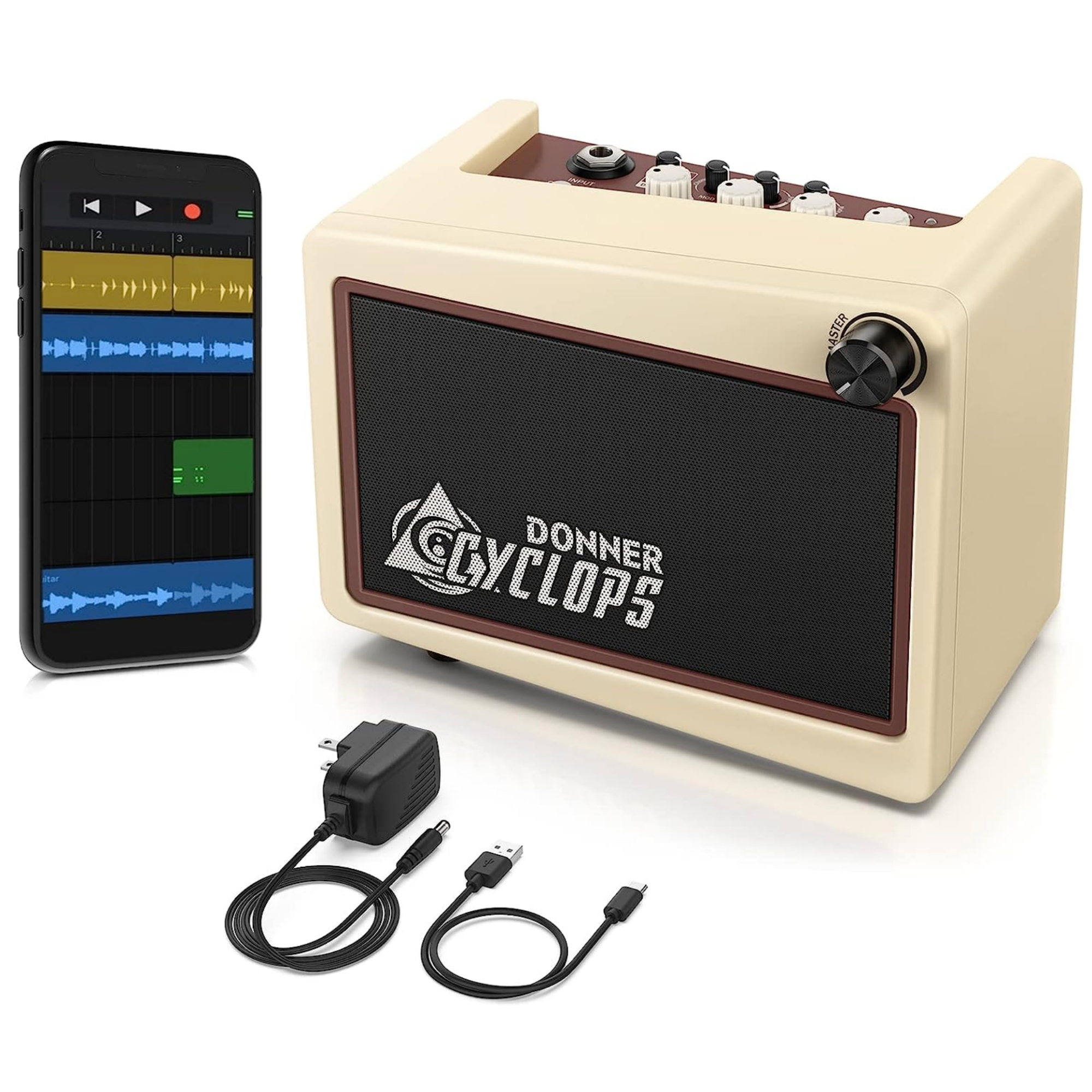 Donner Mini Guitar Amp Digital 5W Wireless Small Electric Guitar Amplifier Cyclops Guitar Portable Practice Amp with 7 Amp Models 3 Types Effects Mod Delay Reverb and Drum Machine
