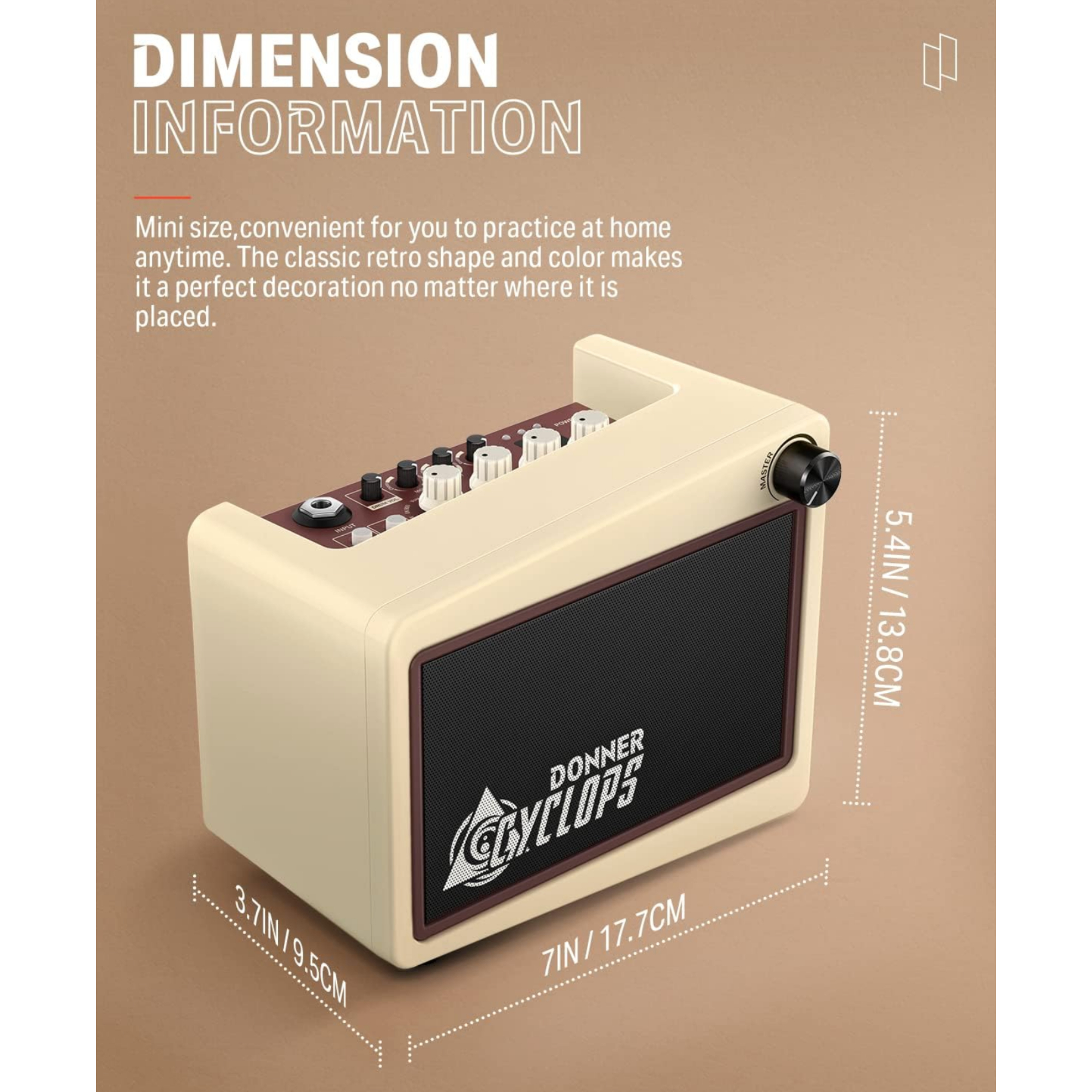 Donner Mini Guitar Amp Digital 5W Wireless Small Electric Guitar Amplifier Cyclops Guitar Portable Practice Amp with 7 Amp Models 3 Types Effects Mod Delay Reverb and Drum Machine