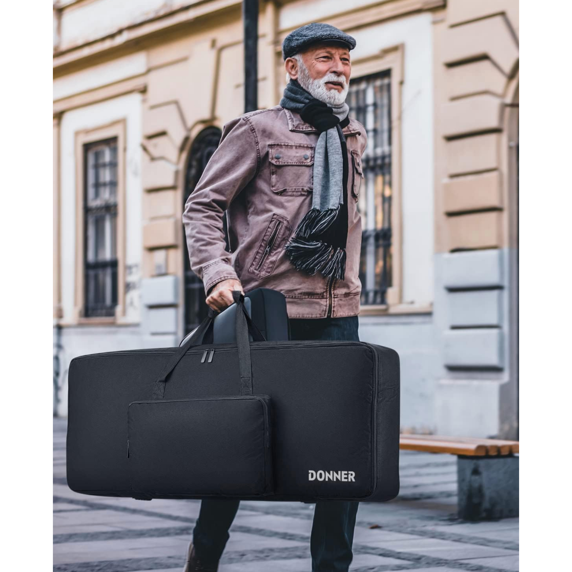 Donner 61 Key Keyboard Case Portable Electric Piano Keyboard Gig Bag Waterproof Durable 600D Nylon Oxford Cloth 10mm Cotton Padded 41x 16x 5 Black