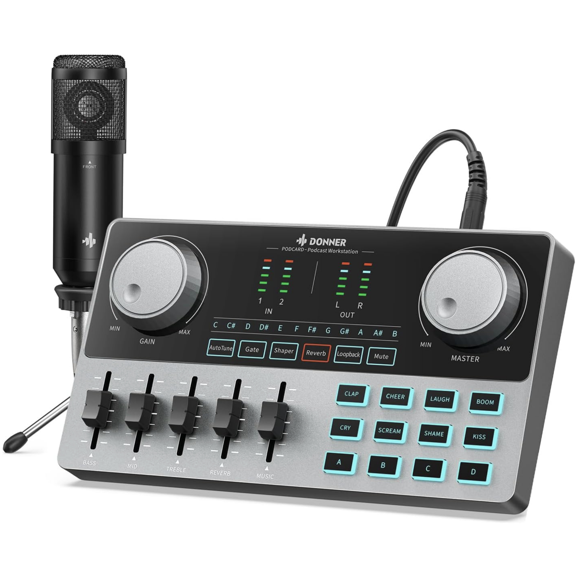 Donner Podcast Equipment Set Music Production Kit with AudioHarmonboard All-in-One Podcast Kit with Condenser Microphone for PCPhoneTablet