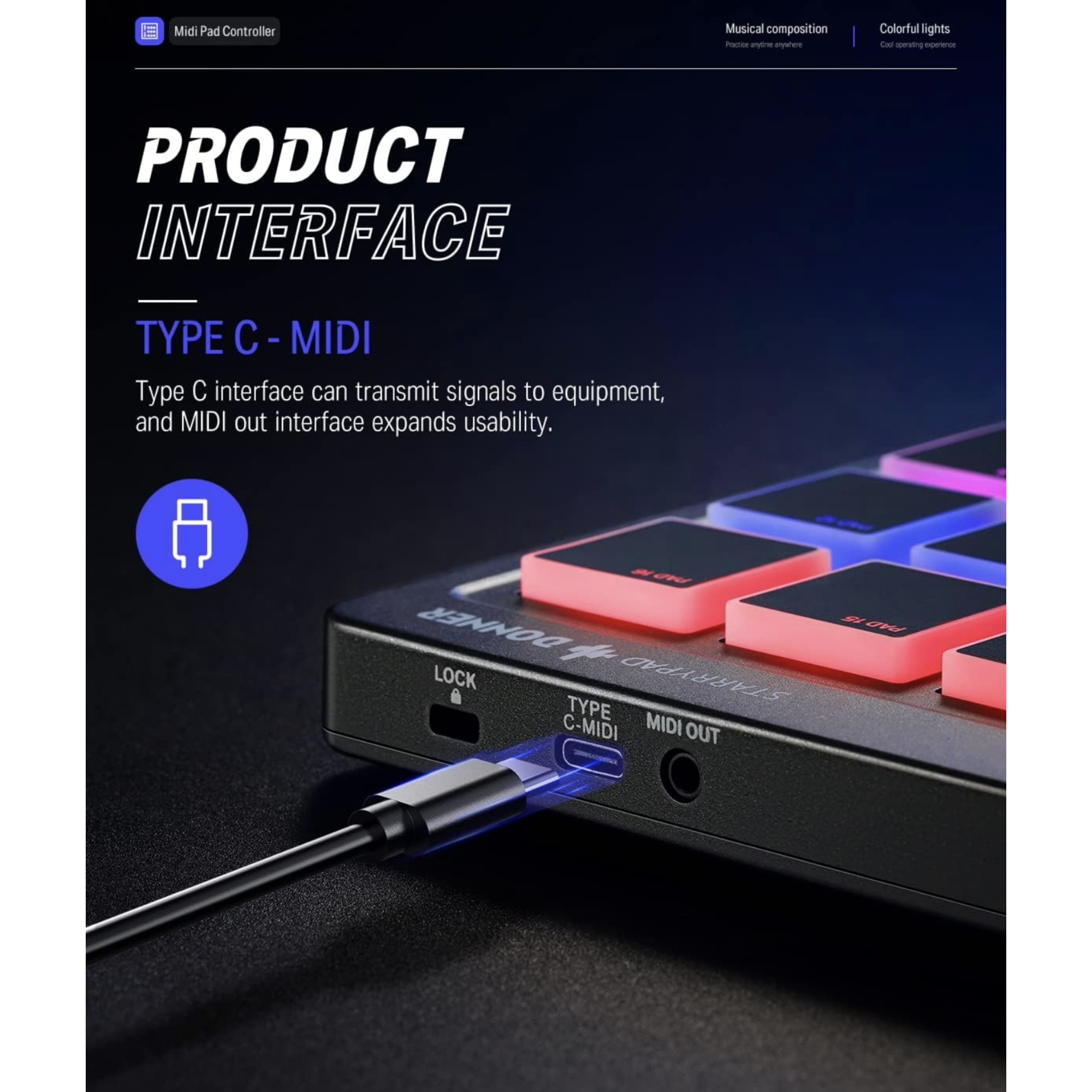 Donner MIDI Pad Beat Maker Machine Professional Drum Machine with 16 Beat Pads 2 Assignable Fader Knobs and Music Production Software USB MIDI Controller with 40 Free Courses STARRYPAD