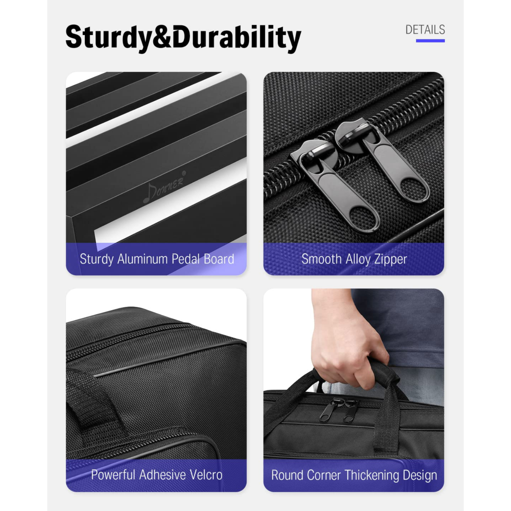 Donner Guitar Pedal Board Case DB-3 Aluminium Pedalboard 20 x 114 x 4 with Bag