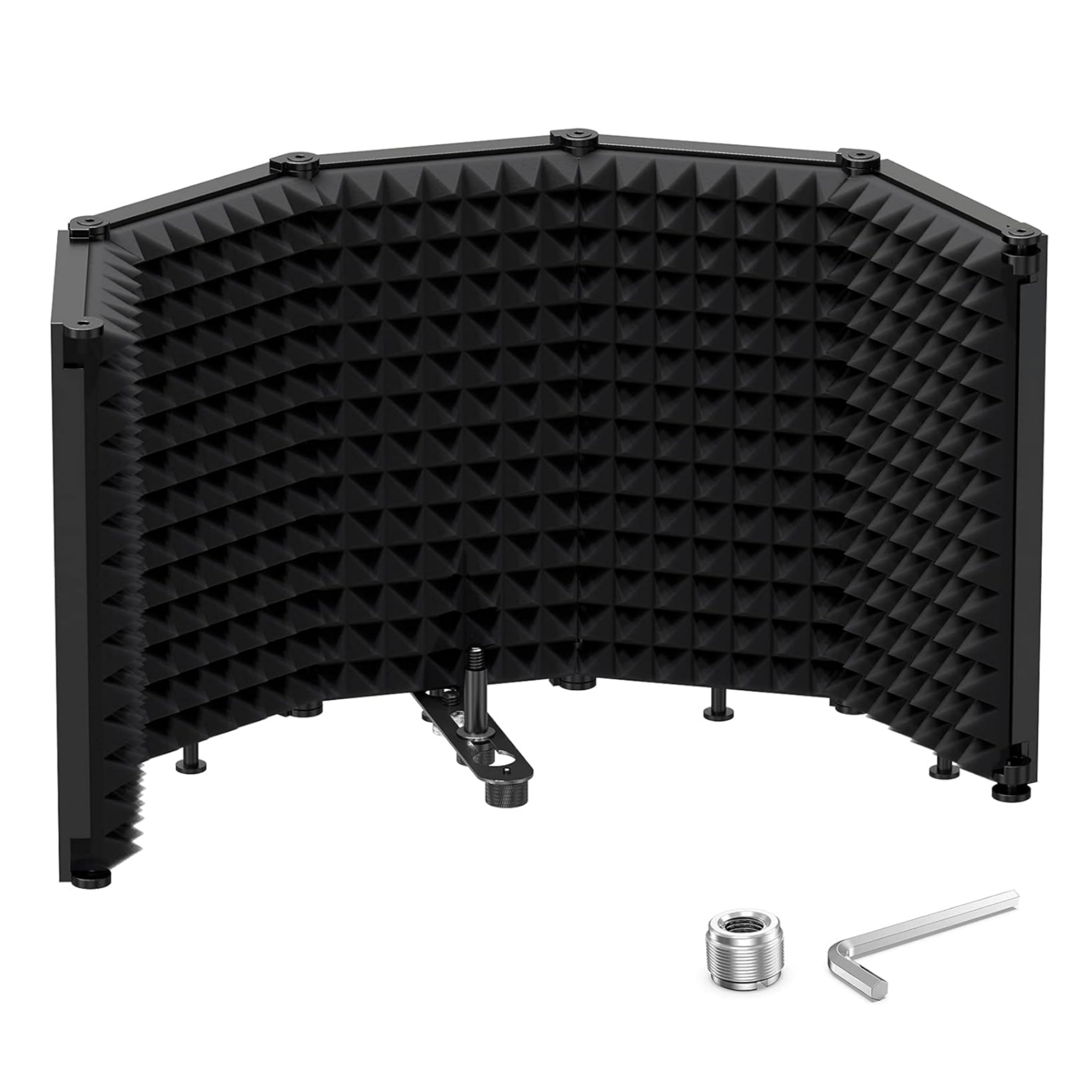 Moukey Microphone Isolation Shield Desktop Foldable Isolation Shield With 38 and 58 Mic Threaded Mount