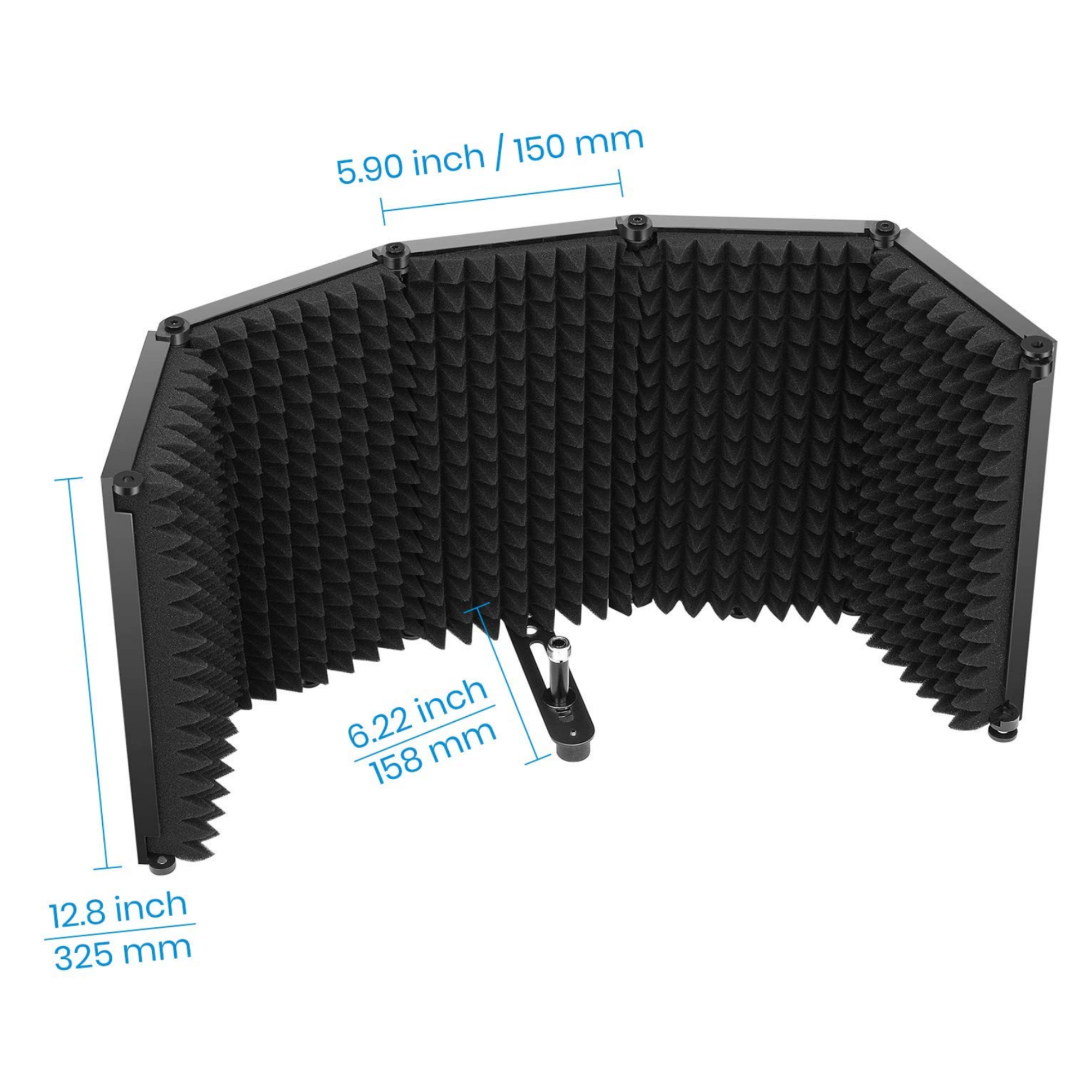 Moukey Microphone Isolation Shield Desktop Foldable Isolation Shield With 38 and 58 Mic Threaded Mount
