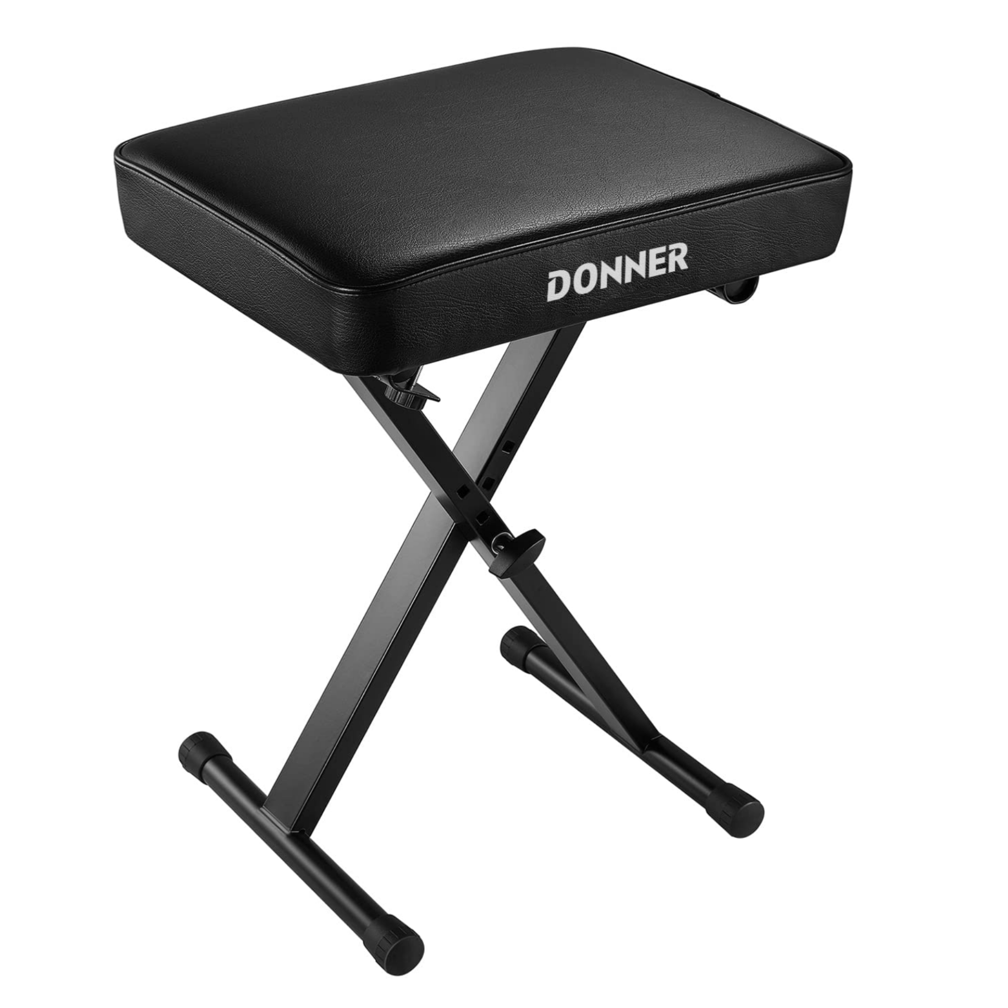 Donner Piano Bench Adjustable Keyboard Bench Portable Stool Collapsible Chair Foldable Seat X-Style 24 Inch Thickness High-Density Sponge Padded Non-Skid Design Black