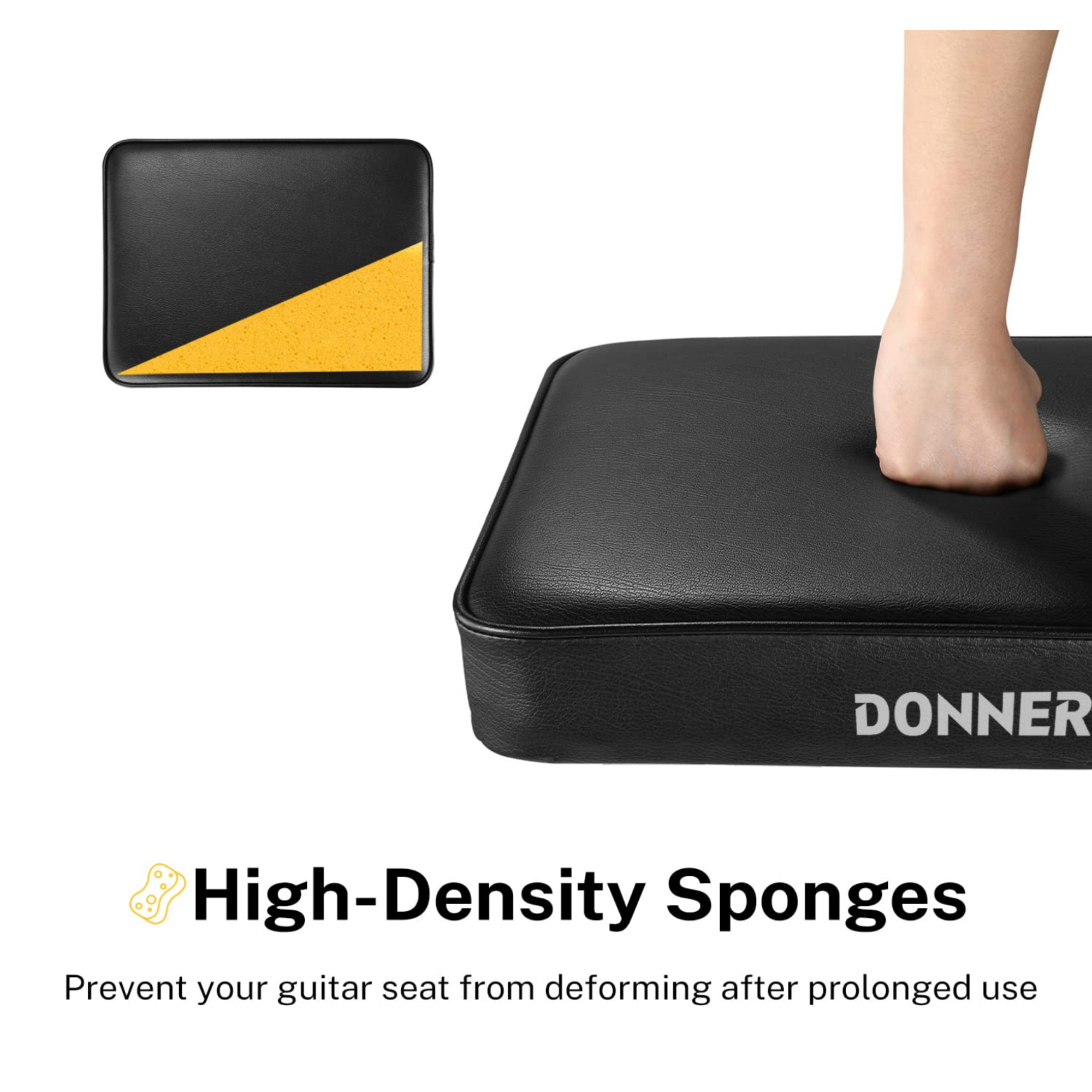 Donner Piano Bench Adjustable Keyboard Bench Portable Stool Collapsible Chair Foldable Seat X-Style 24 Inch Thickness High-Density Sponge Padded Non-Skid Design Black