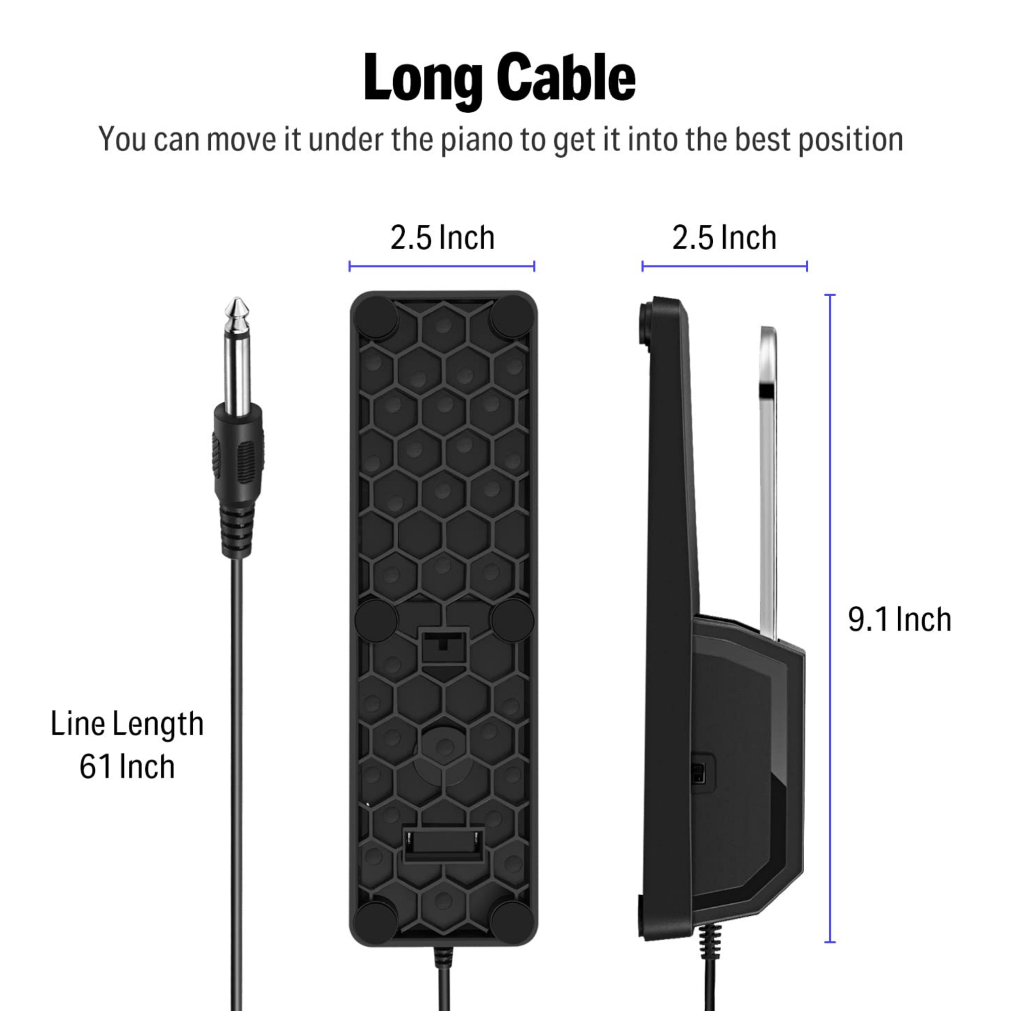 Donner DSP-003 Universal Sustain Pedal with Polarity Switch for MIDI Keyboards Digital Pianos Synth 14 Inch Jack