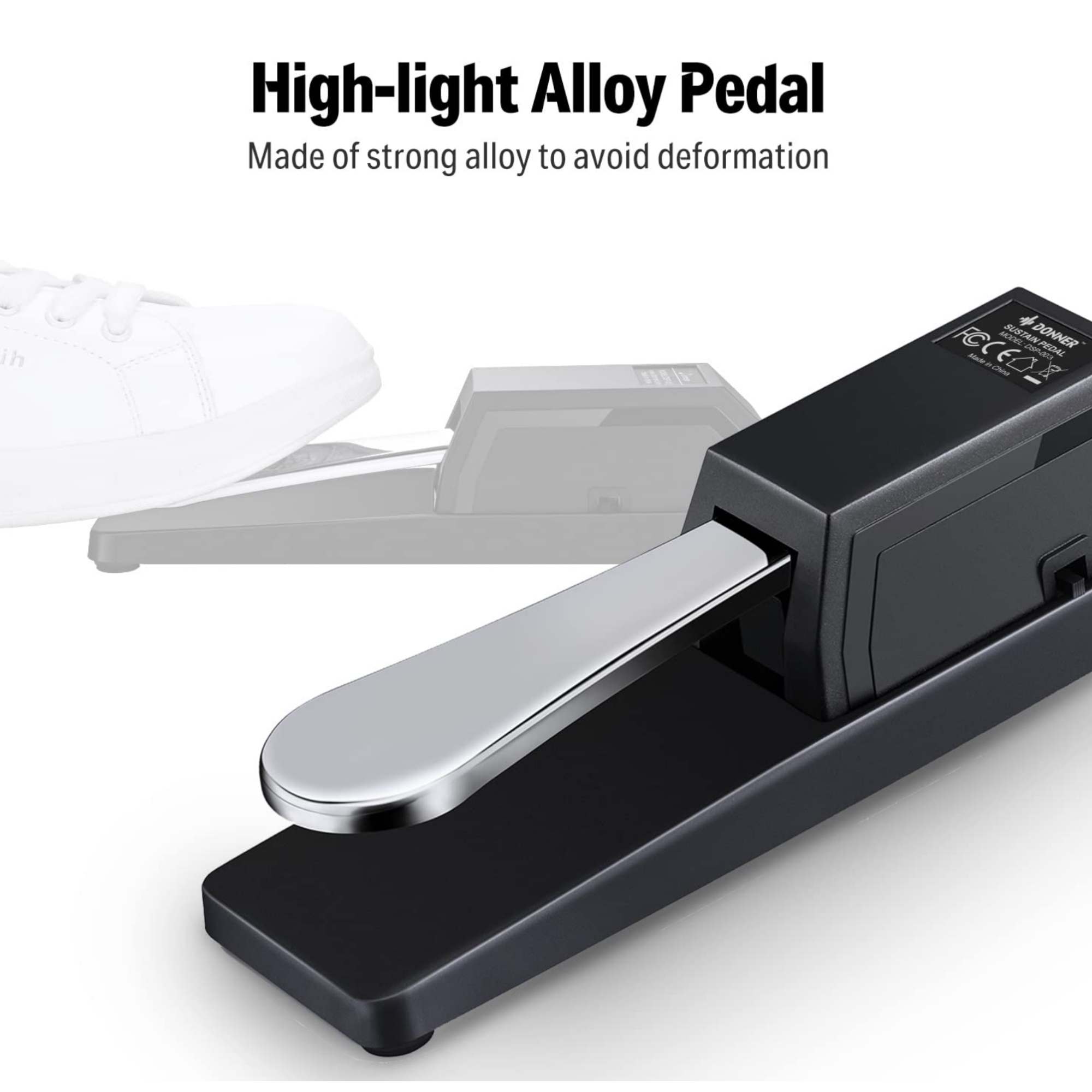 Donner DSP-003 Universal Sustain Pedal with Polarity Switch for MIDI Keyboards Digital Pianos Synth 14 Inch Jack