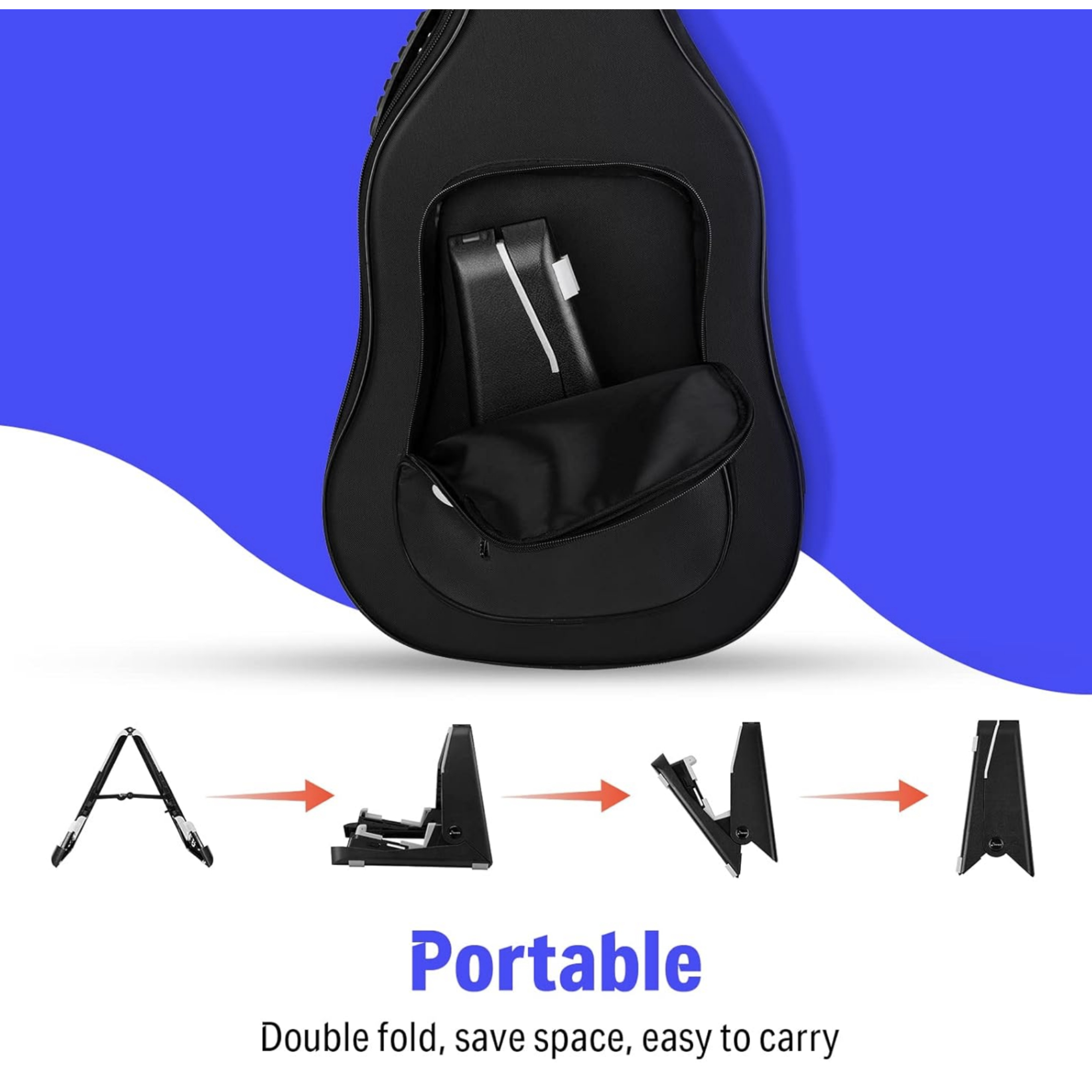 Donner DS-2 Folding Guitar Stand Adjustable Portable Guitar Holder with Silicone Pads for Acoustic Electronic Guitar Ukulele Electric Bass