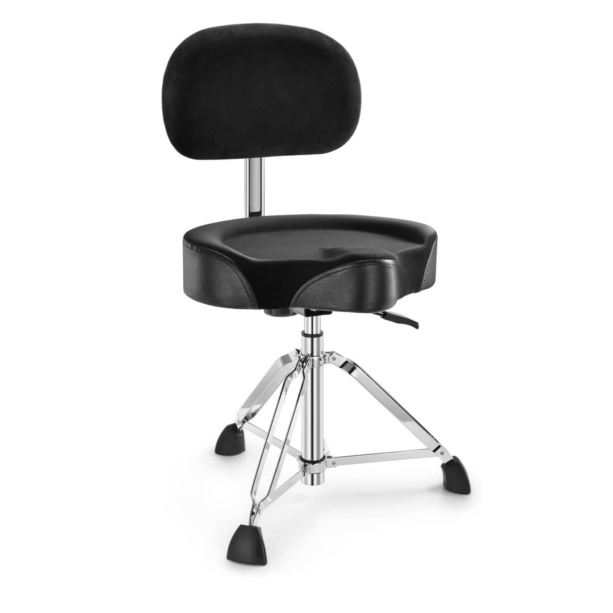 Donner DHT250 Drum Throne with Backrest Heavy Duty Hydraulic Drum Stool Height Adjustable Motorcycle Style Drum Seat Saddle Drum Throne for Adults Drummers Black