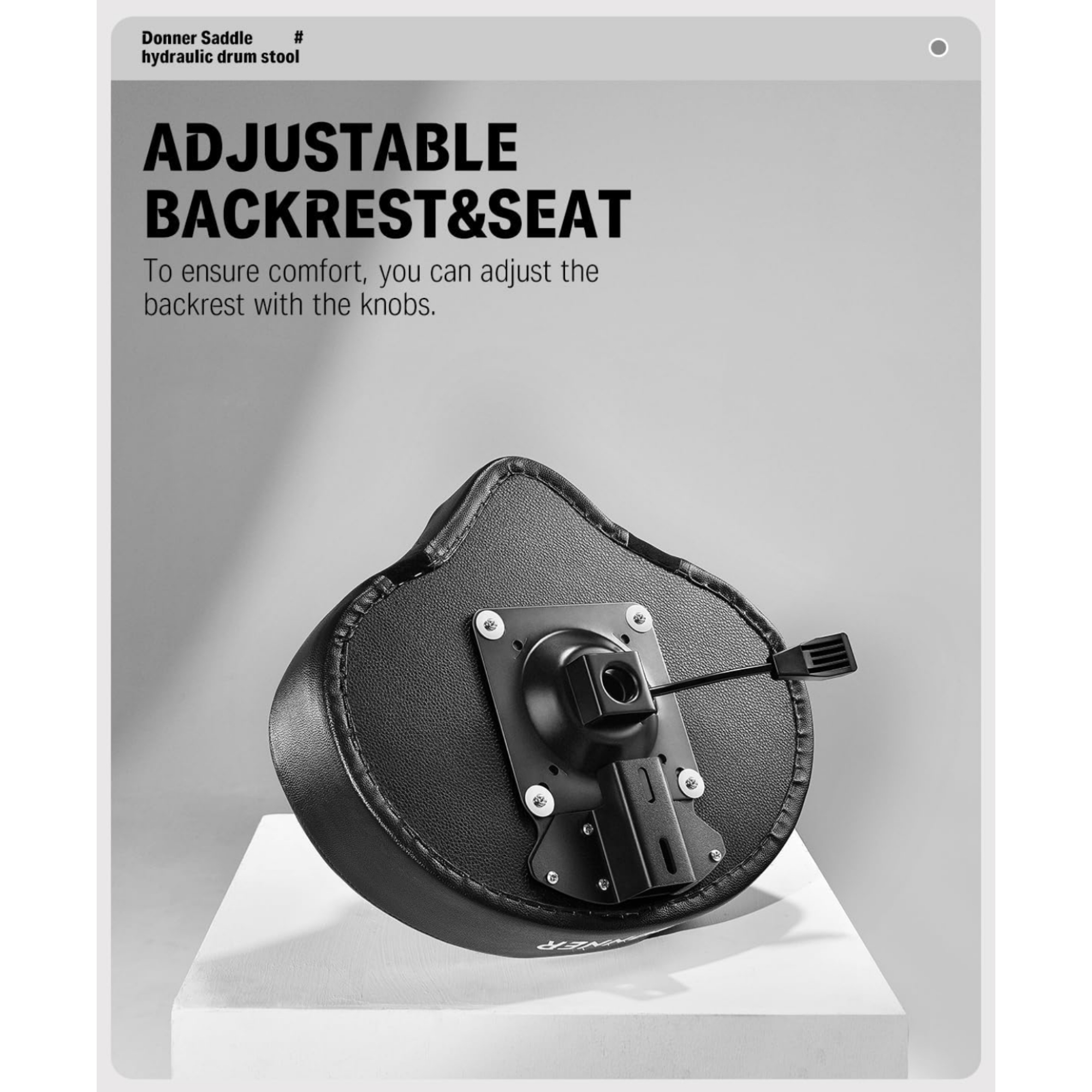 Donner DHT250 Drum Throne with Backrest Heavy Duty Hydraulic Drum Stool Height Adjustable Motorcycle Style Drum Seat Saddle Drum Throne for Adults Drummers Black