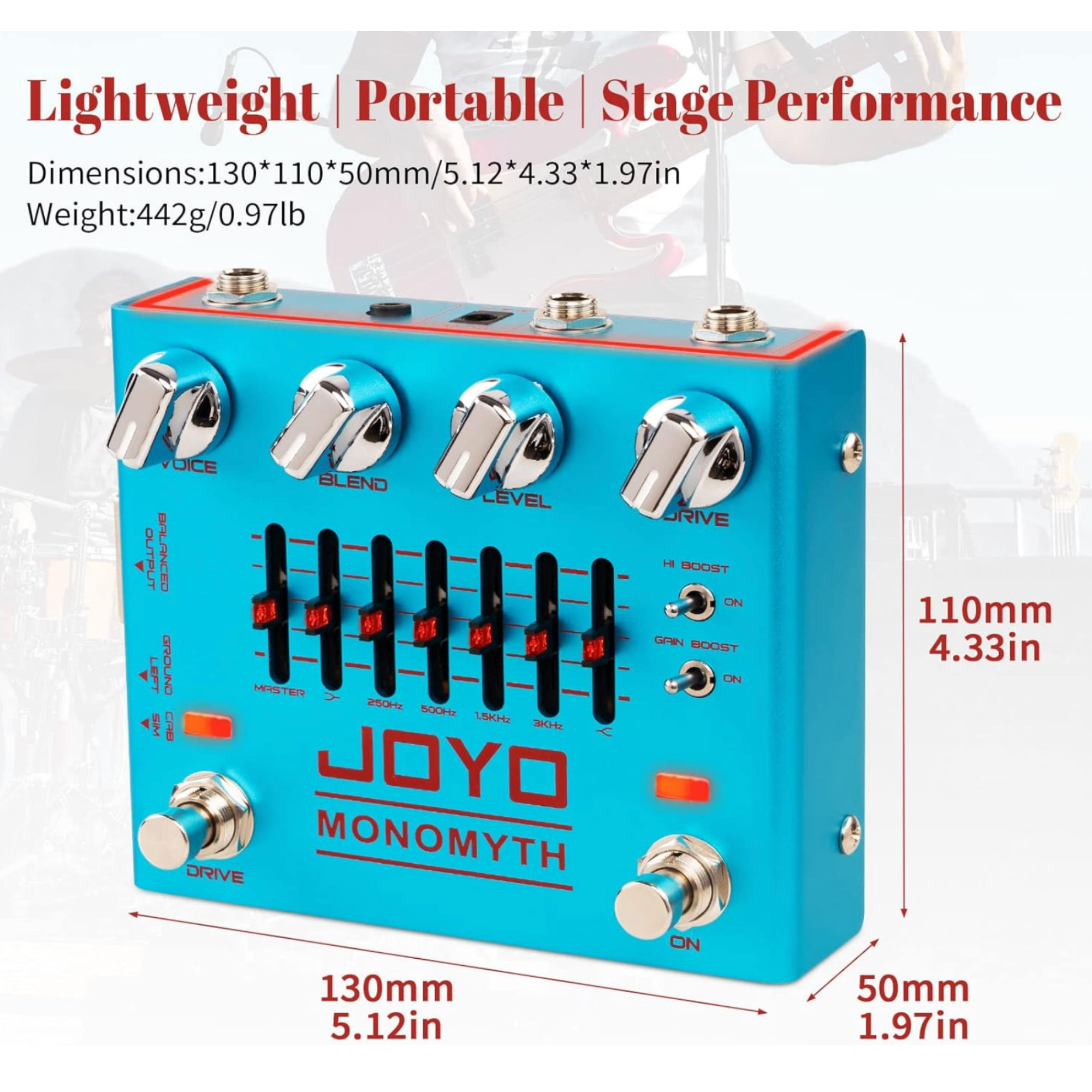 JOYO R-26 Monomyth Bass Preamp and DI Effects Pedal True Bypass Cab Sim EQ