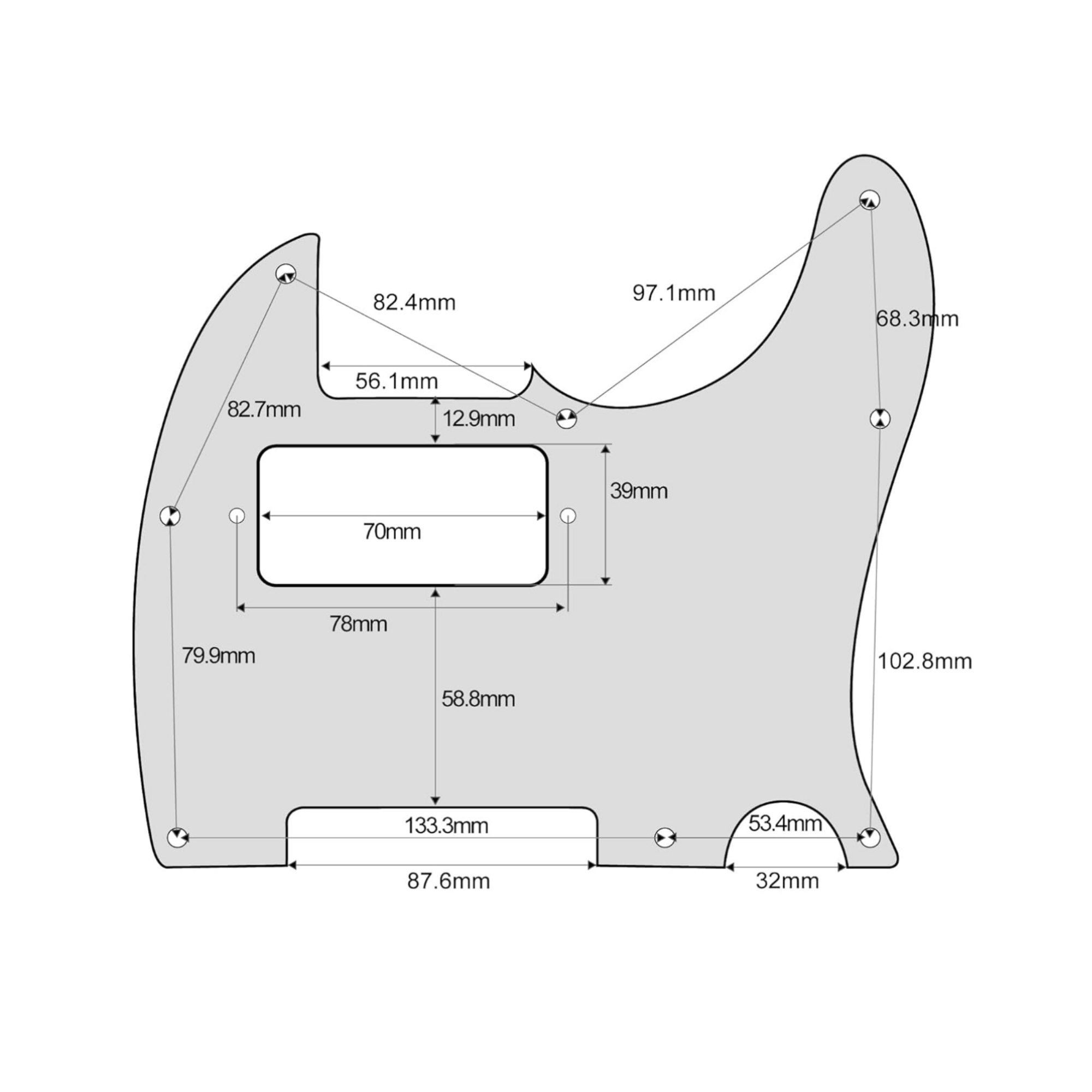 Strydom 8 hole Tele guitar pickguard white for USAMexican made fender standard telecaster modern Style 3 ply