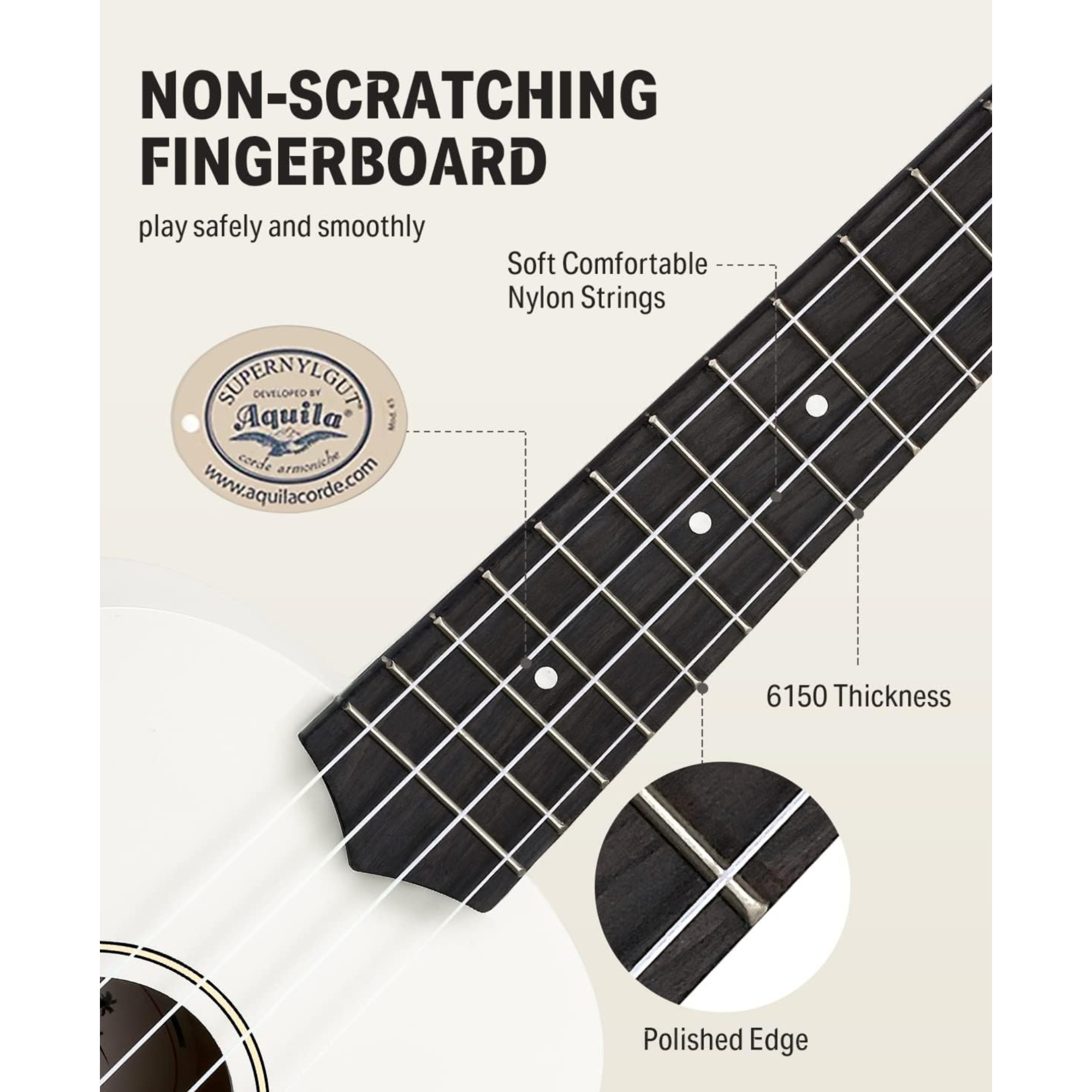 Donner Soprano Ukulele for Beginner 21 Inch Matte Ukulele Beginner Kit with Bag Strap Tuner Strings Picks Cloth Free Online Lessons White