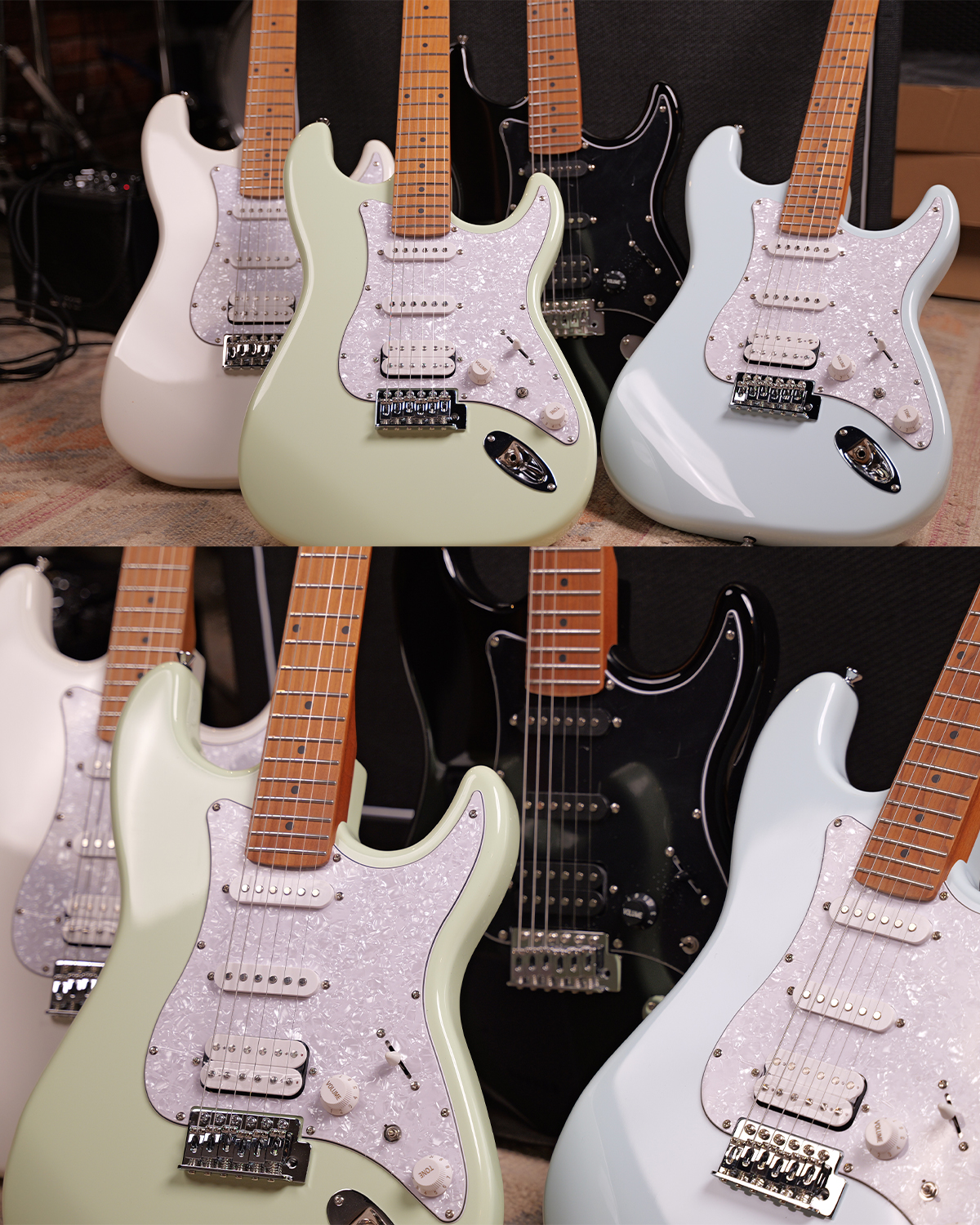 SQOE SEST500 Macaron Green Electric Guitar HSS