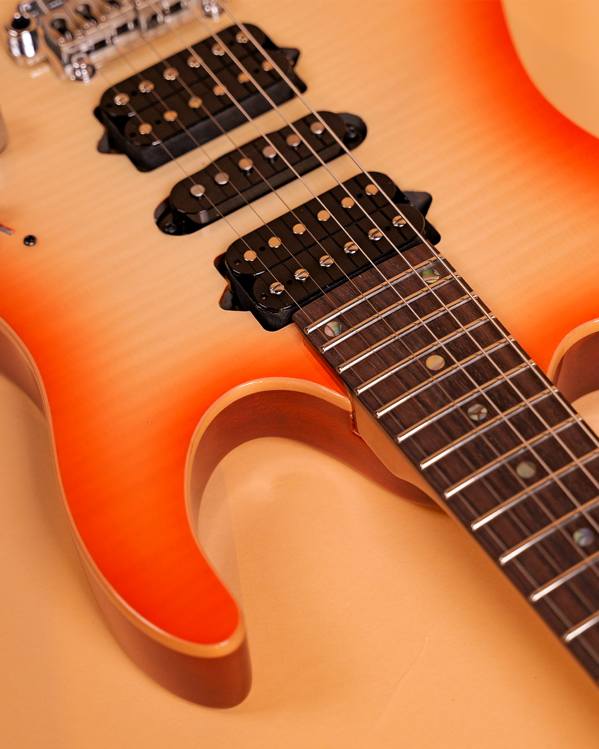 SQOE SEIB998 Amber Orange Custom HSH Electric Guitar