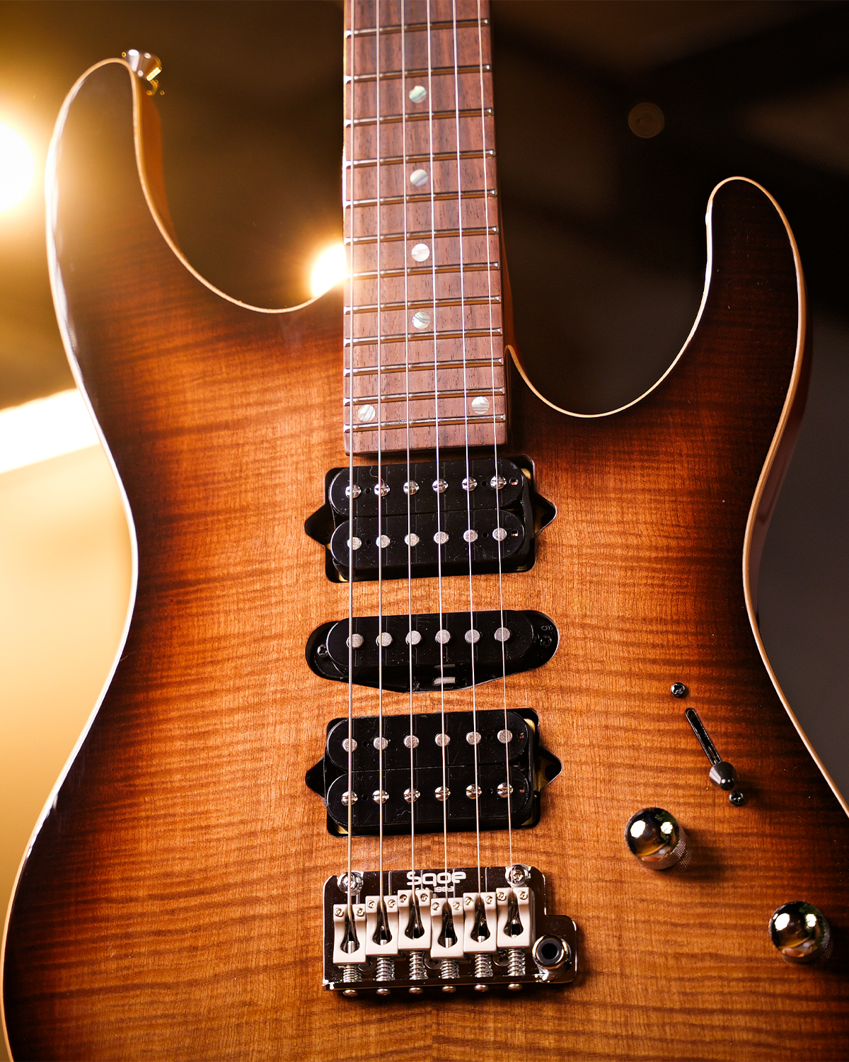 SQOE SEIB998 Caramel Black Custom HSH Electric Guitar