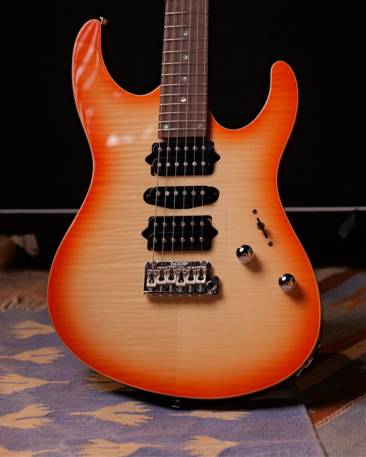 SQOE SEIB998 Amber Orange Custom HSH Electric Guitar