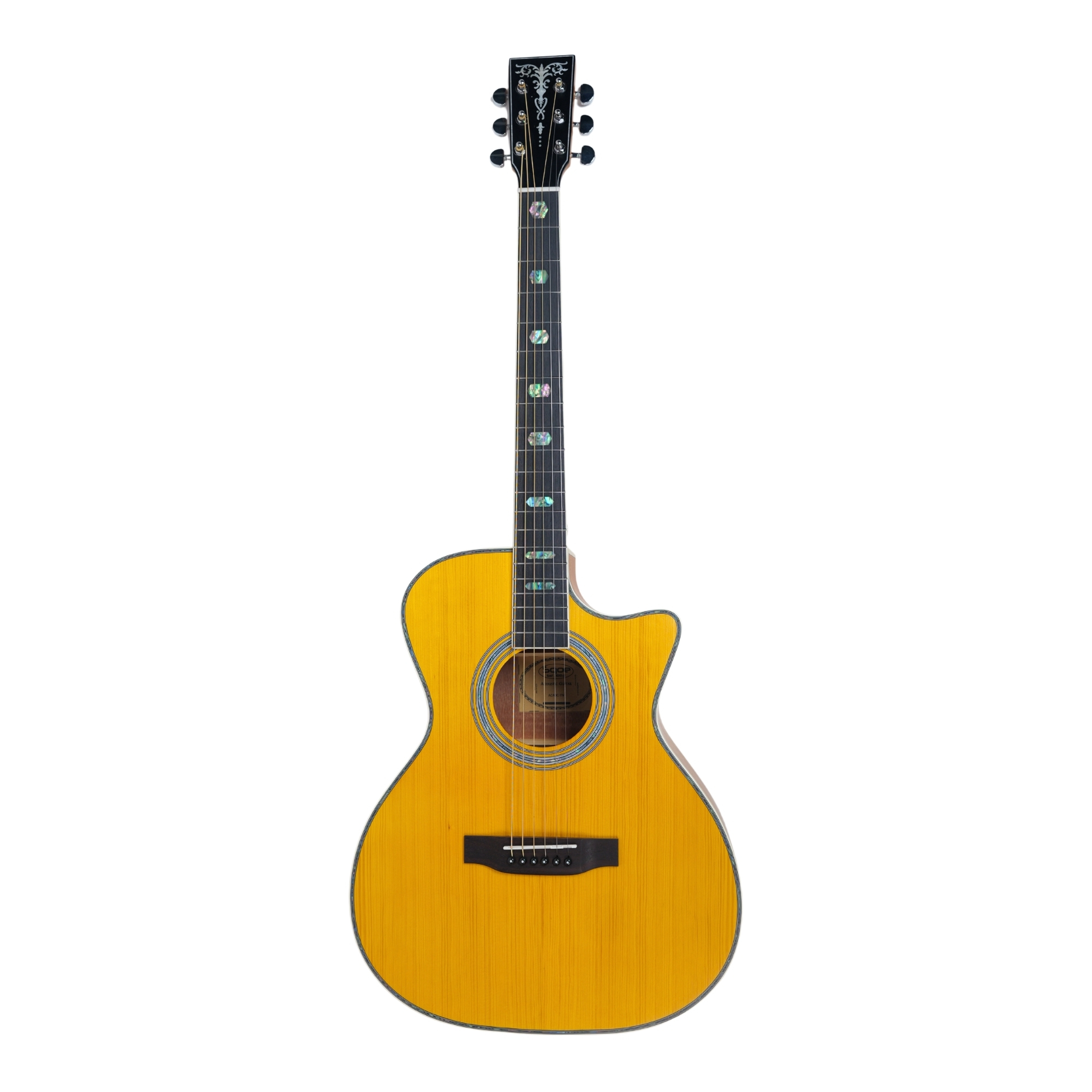 AC40C Vintage yellow Solid Spruce Top Acoustic Guitar  Mahogany Back  Sides