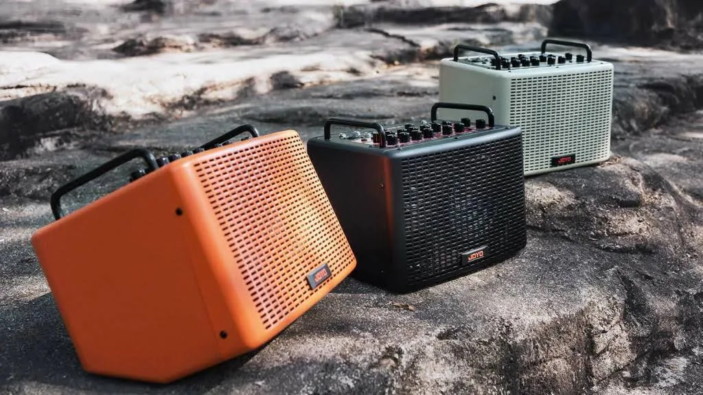 JOYO BSK40 ORANGE 40 Watt Combo Amplifier Rechargeable Guitar Vocal Two Channels Guitar Amp with Drum Machine Reverb Chorus Delay Effects and Bluetooth XLR Aux-in